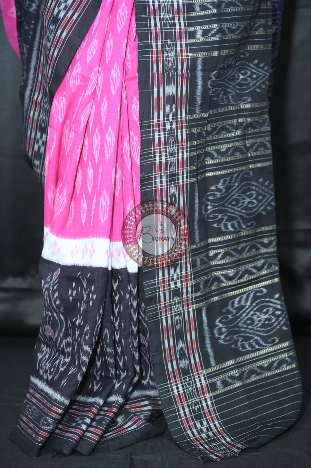Purple Black 5D Khandua Cotton Saree