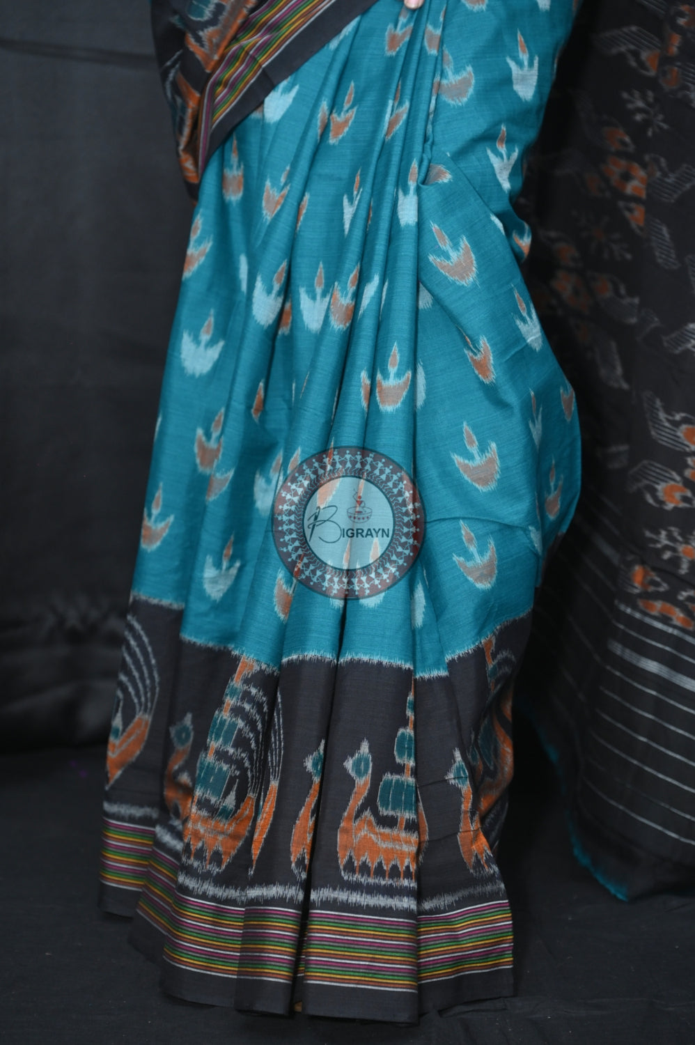 Green Black Boita Khandua Cotton Saree