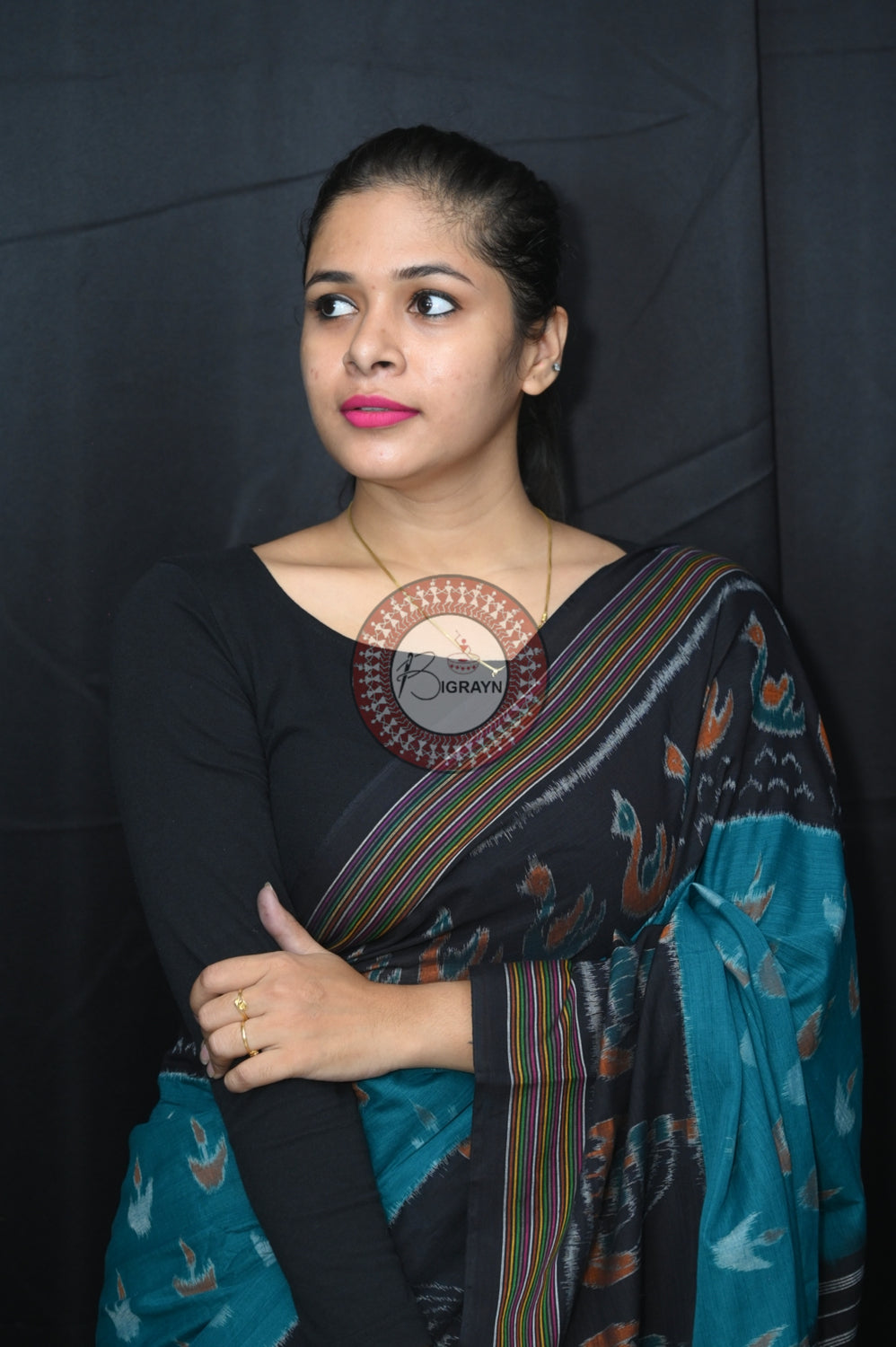 Green Black Boita Khandua Cotton Saree