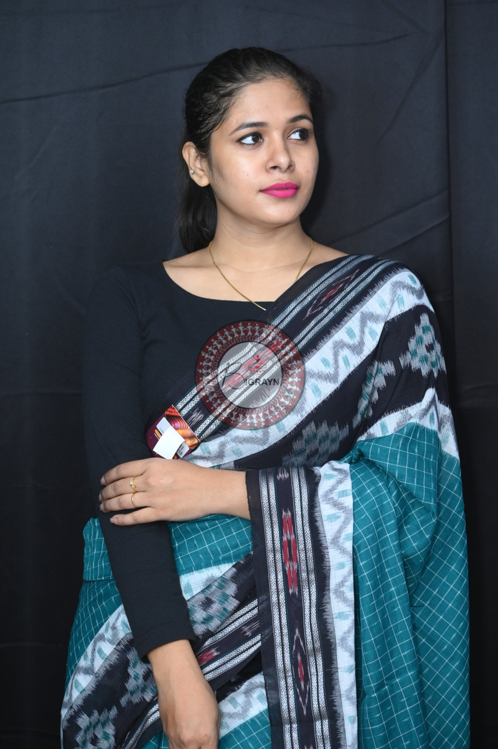 Green Black Maniraja Khandua Cotton Saree
