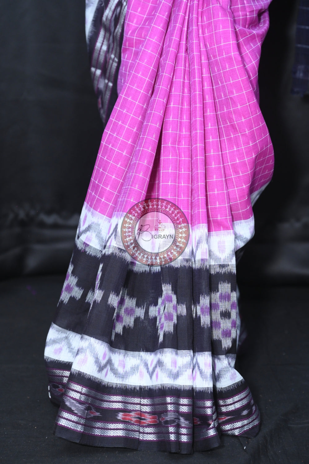 Purple Black Maniraja Khandua Cotton Saree