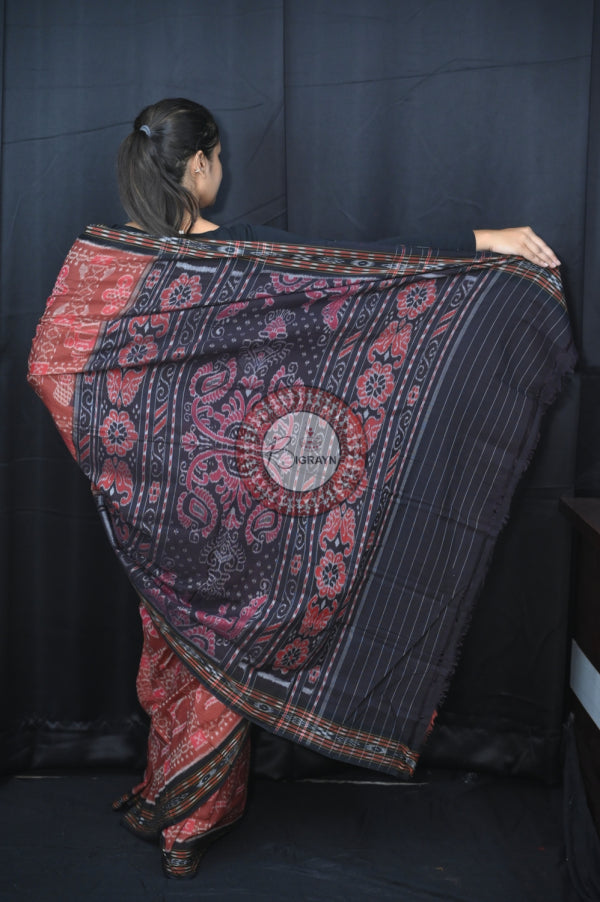 Brown Black Special Tribal Khandua Cotton Saree
