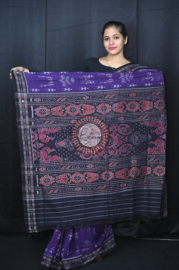 Purple Black Special Tribal Khandua Cotton Saree