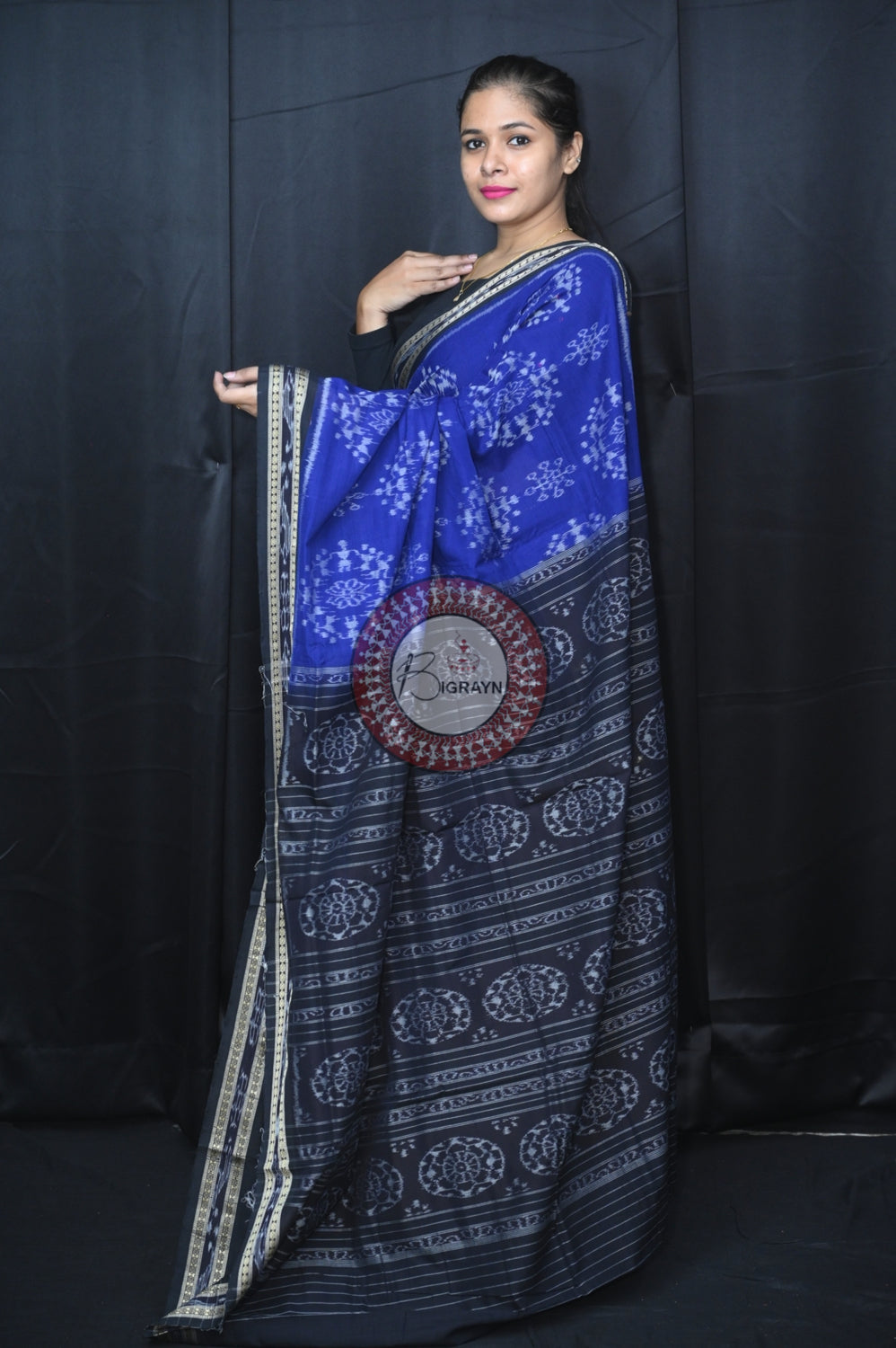 Blue Black Special Tribal Khandua Cotton Saree