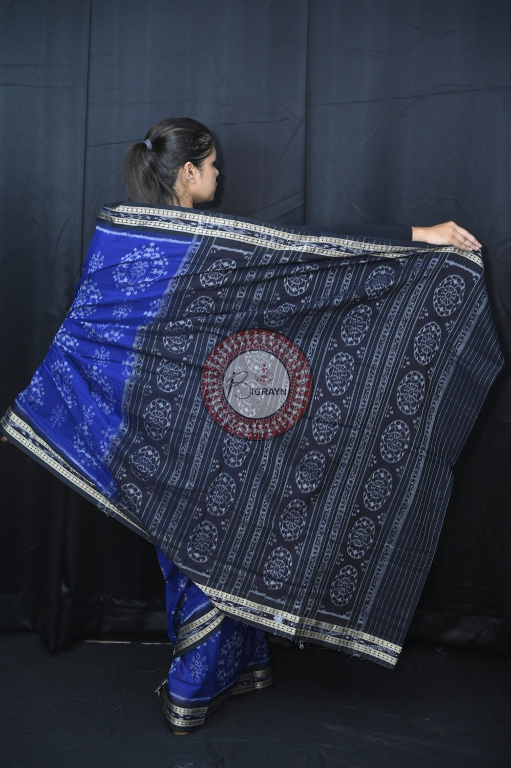 Blue Black Special Tribal Khandua Cotton Saree
