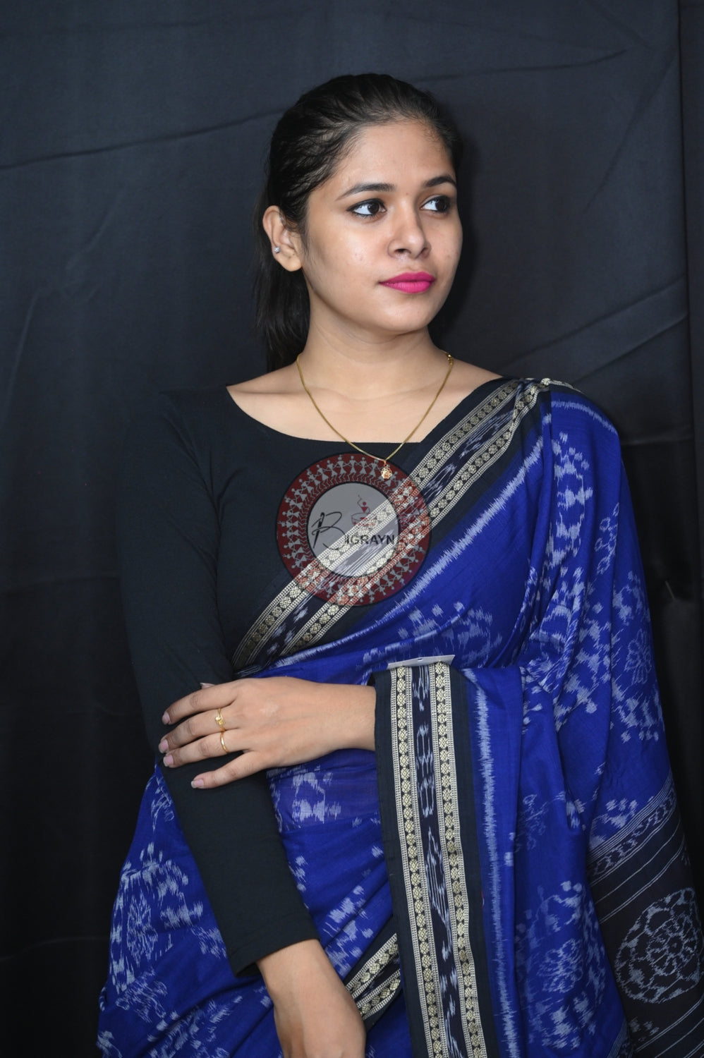Blue Black Special Tribal Khandua Cotton Saree