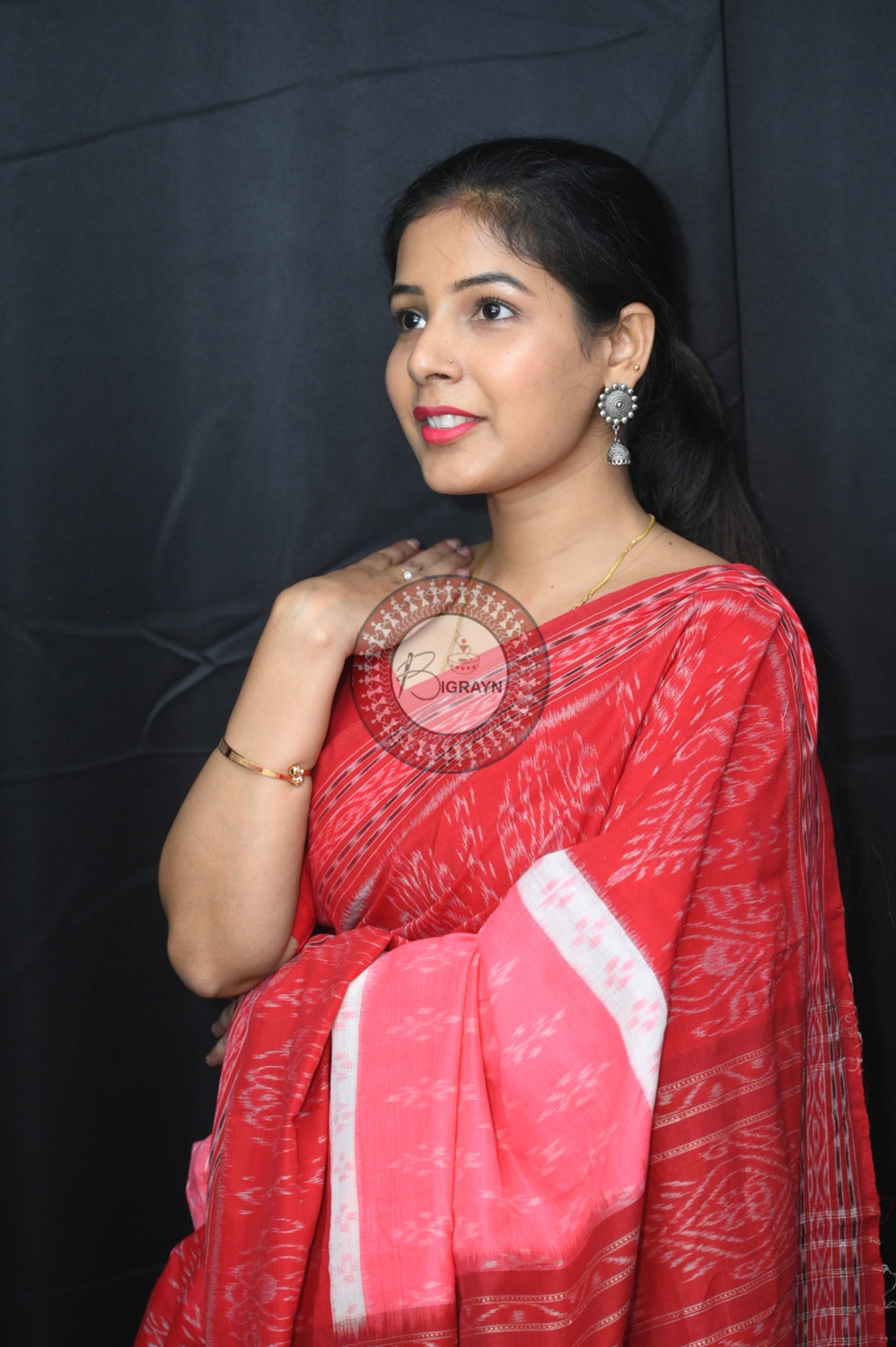 Pink Maroon 5D Khandua Cotton Saree
