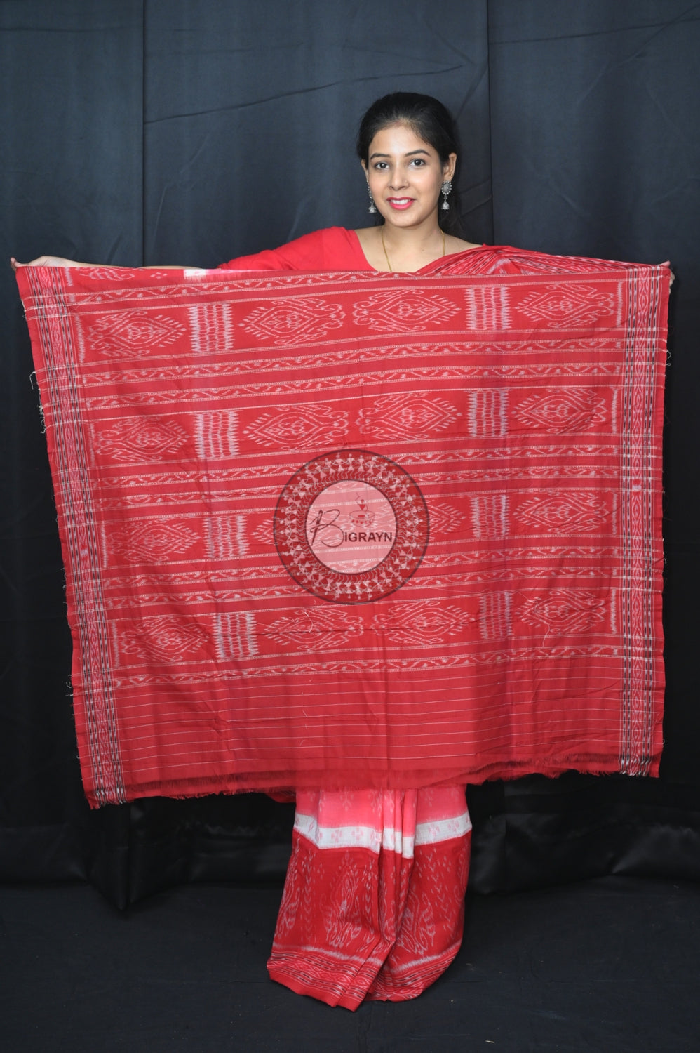 Pink Maroon 5D Khandua Cotton Saree
