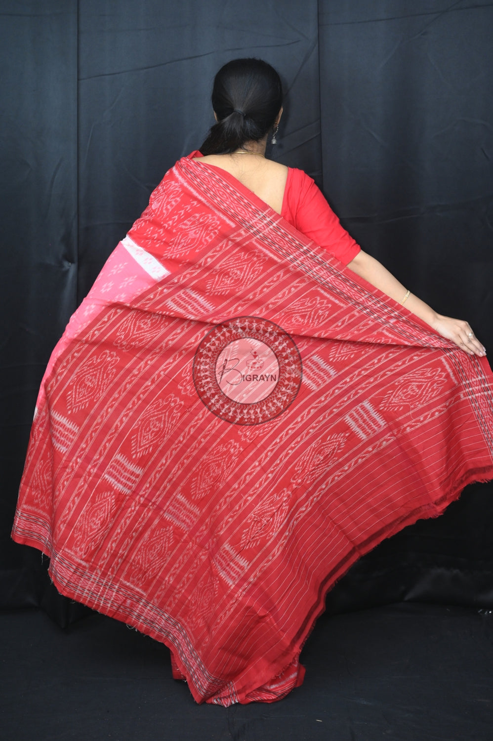 Pink Maroon 5D Khandua Cotton Saree