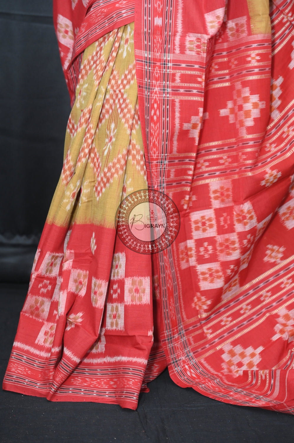 Brown Maroon Pasapali 5D Khandua Cotton Saree