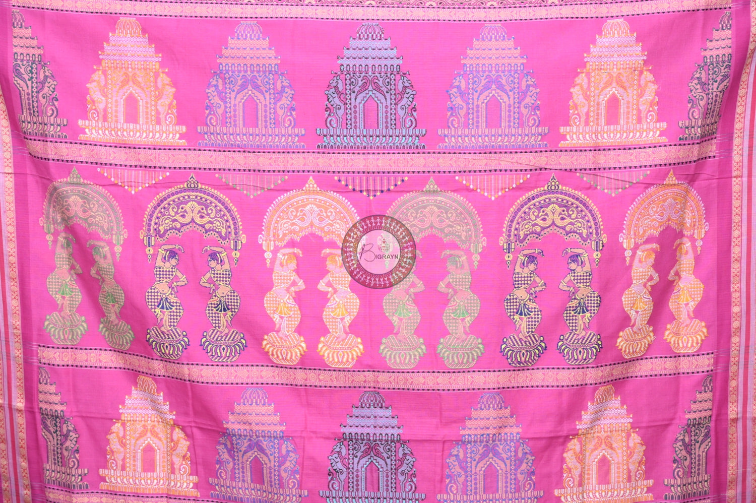 Grey Pink Konark Jaala Sambalpuri Cotton Saree
