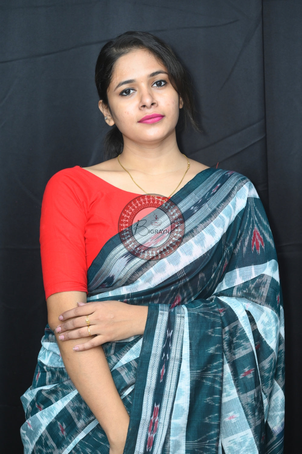 White Green Hycco Khandua Cotton Saree