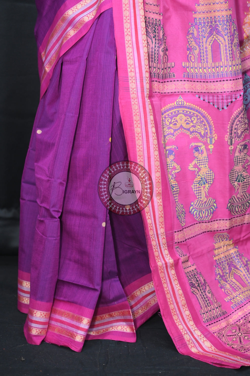 Purple Pink Konark Jaala Sambalpuri Cotton Saree