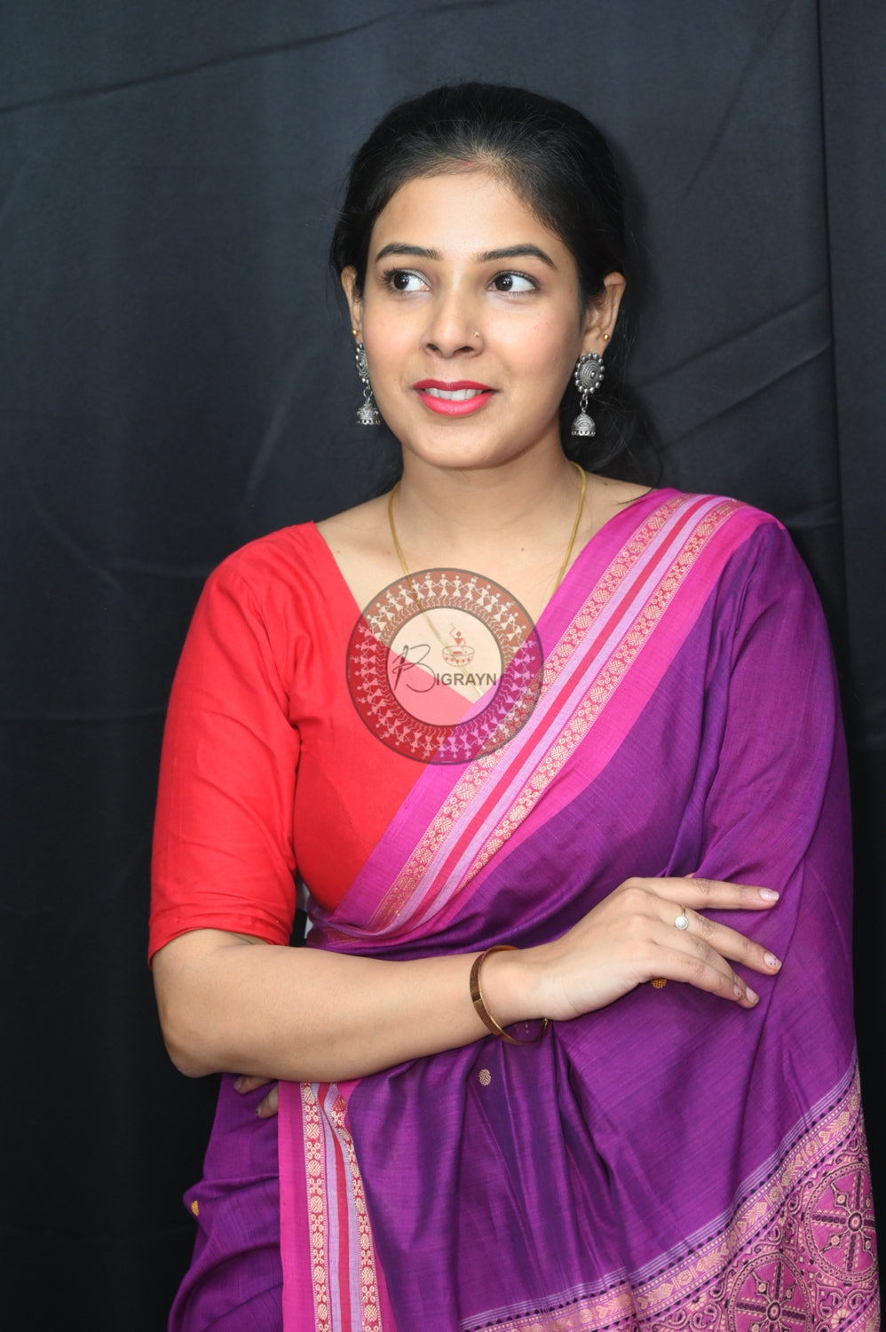 Purple Pink Konark Jaala Sambalpuri Cotton Saree