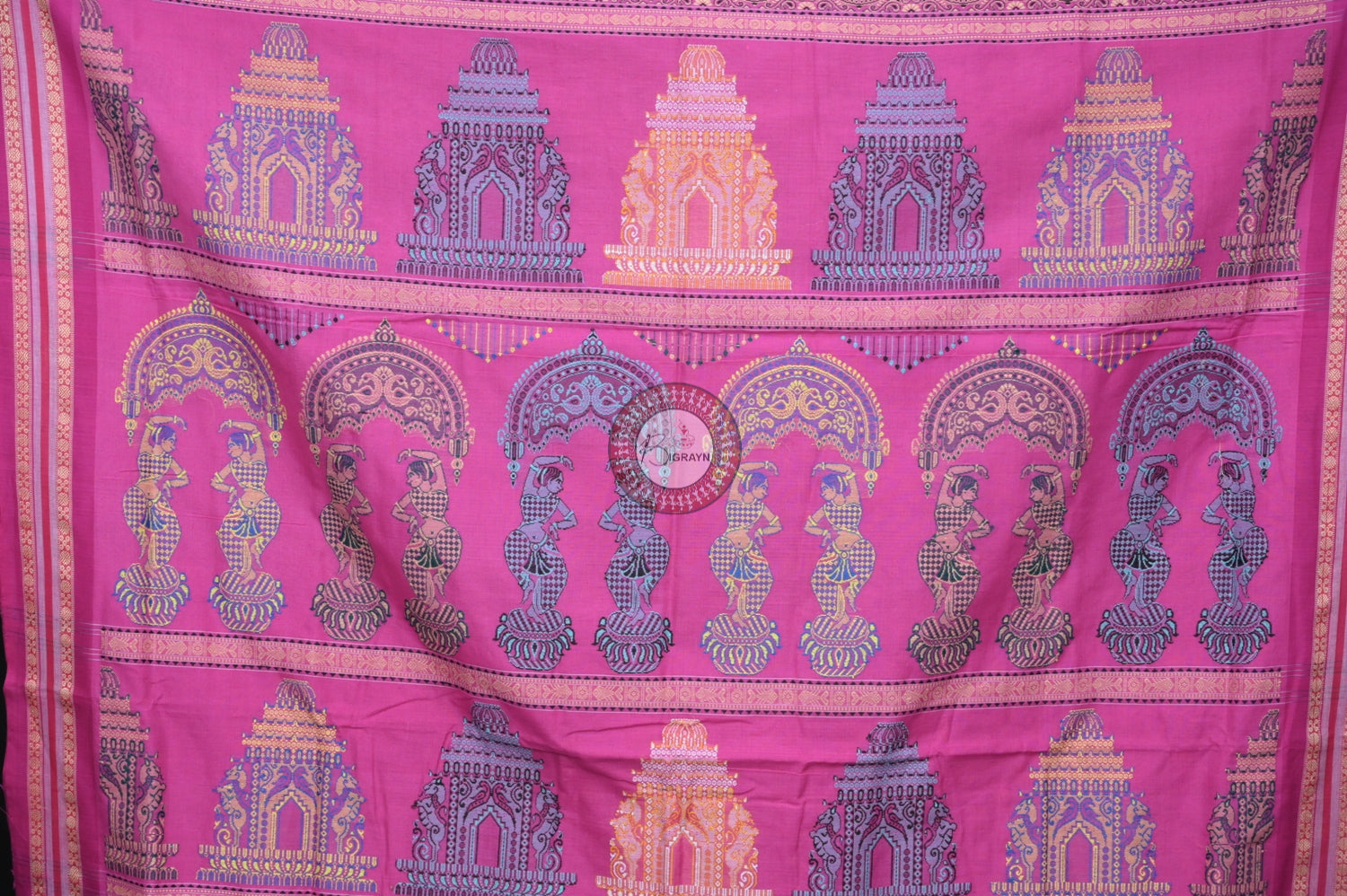 Purple Pink Konark Jaala Sambalpuri Cotton Saree
