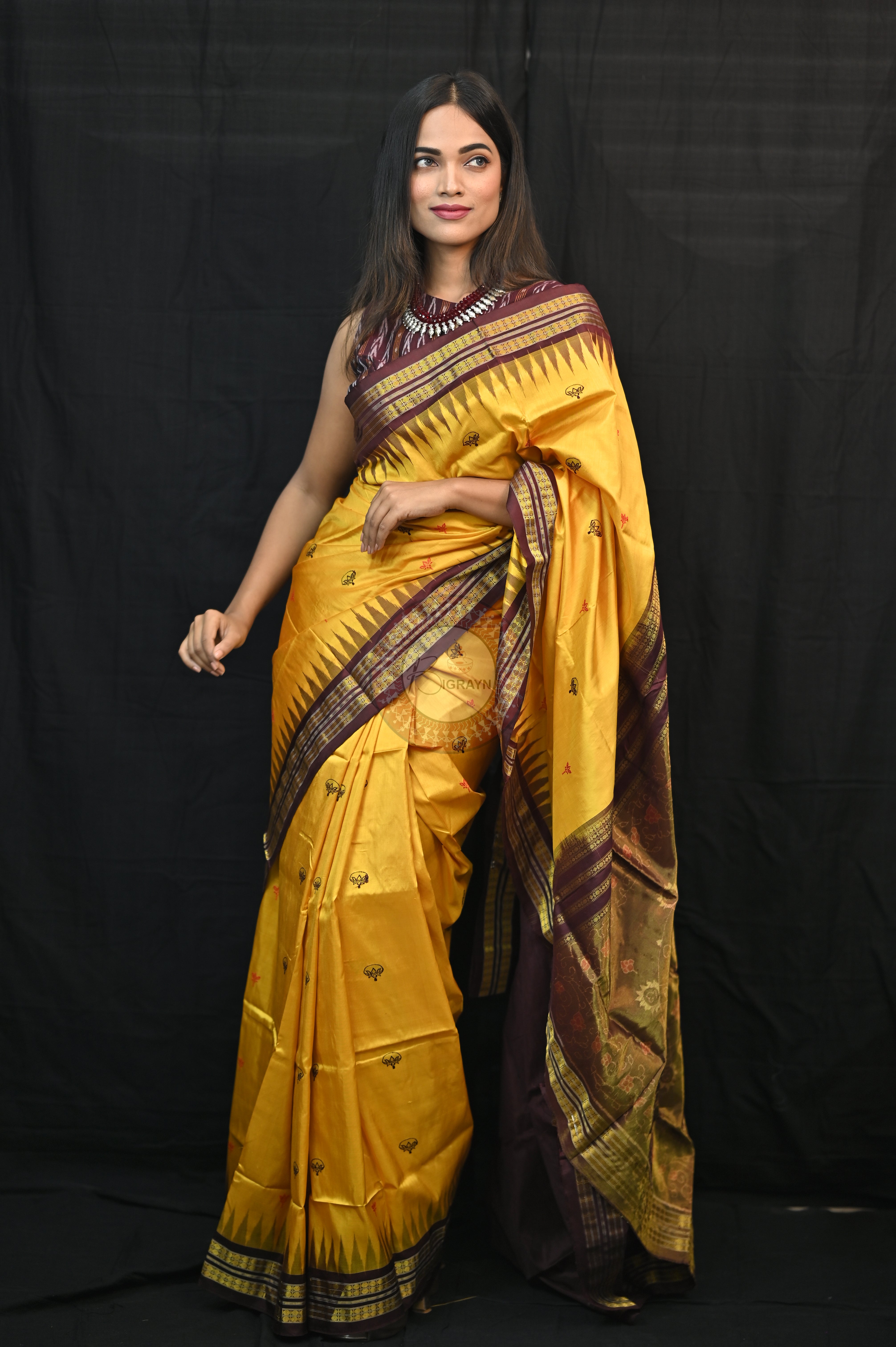 "Odisha Handloom Tissue Silk Saree with shimmering texture, elegant zari border, and lightweight drape, handcrafted by artisans"