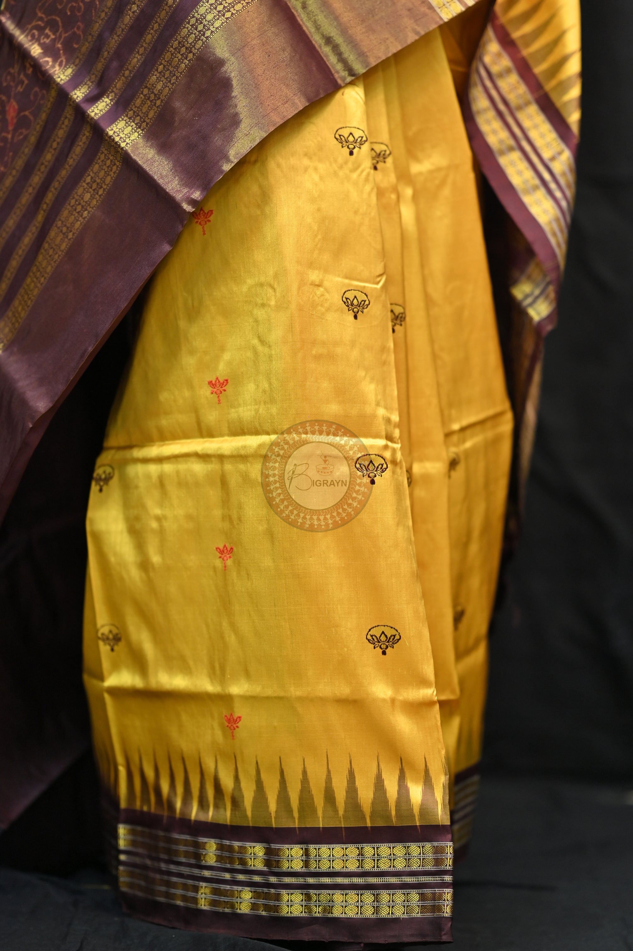 "Odisha Handloom Tissue Silk Saree with shimmering texture, elegant zari border, and lightweight drape, handcrafted by artisans"