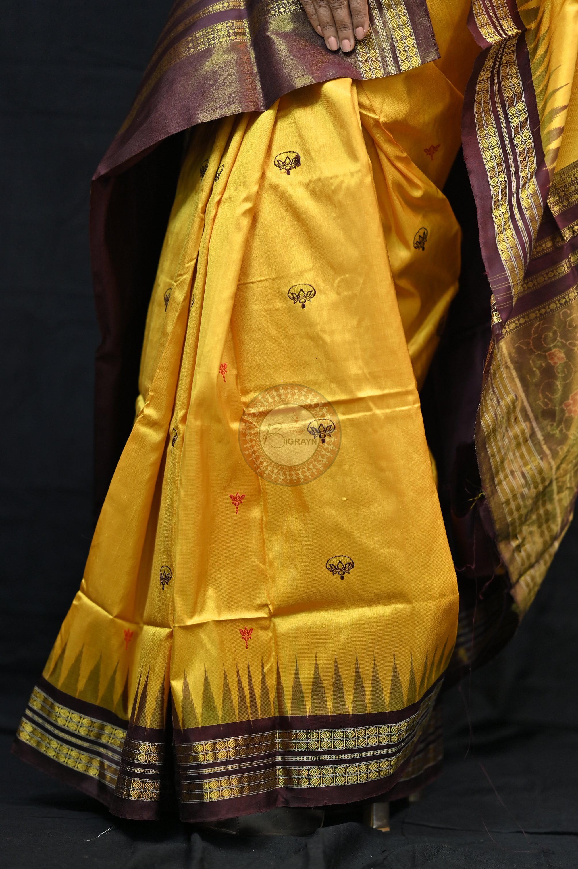 "Odisha Handloom Tissue Silk Saree with shimmering texture, elegant zari border, and lightweight drape, handcrafted by artisans"