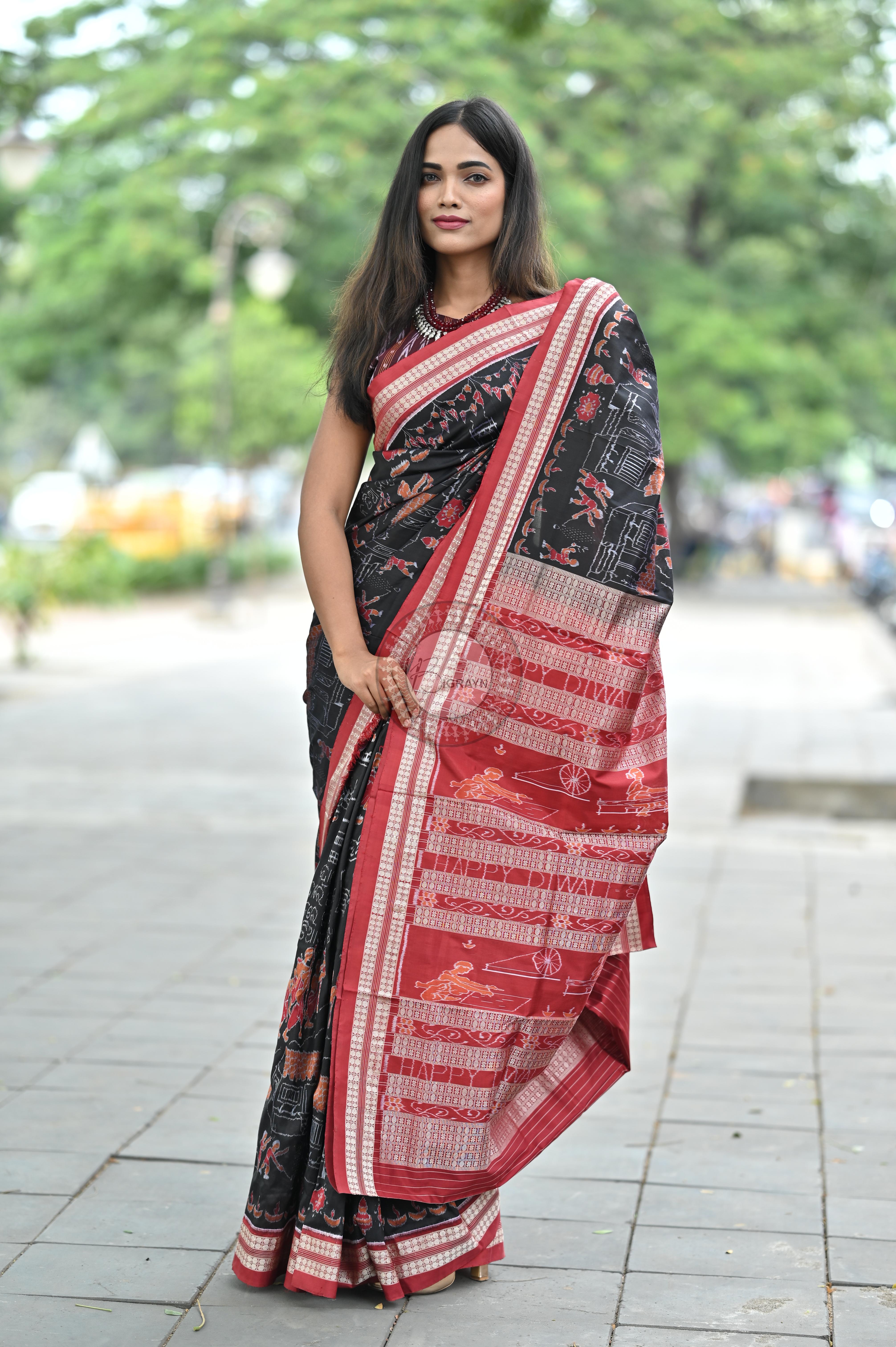 Black Exclusive Diwali Sambalpuri Silk Saree