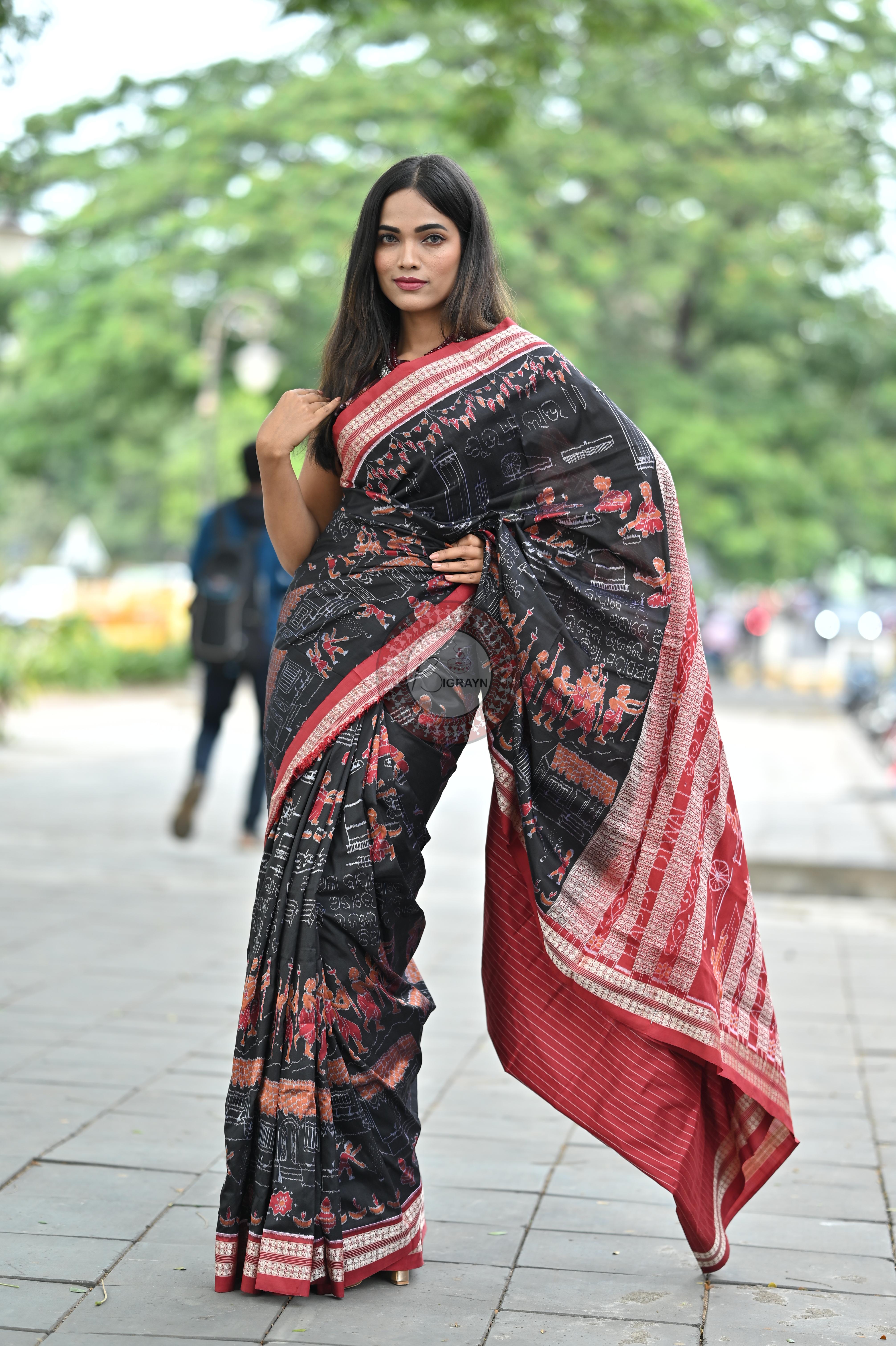 Black Exclusive Diwali Sambalpuri Silk Saree