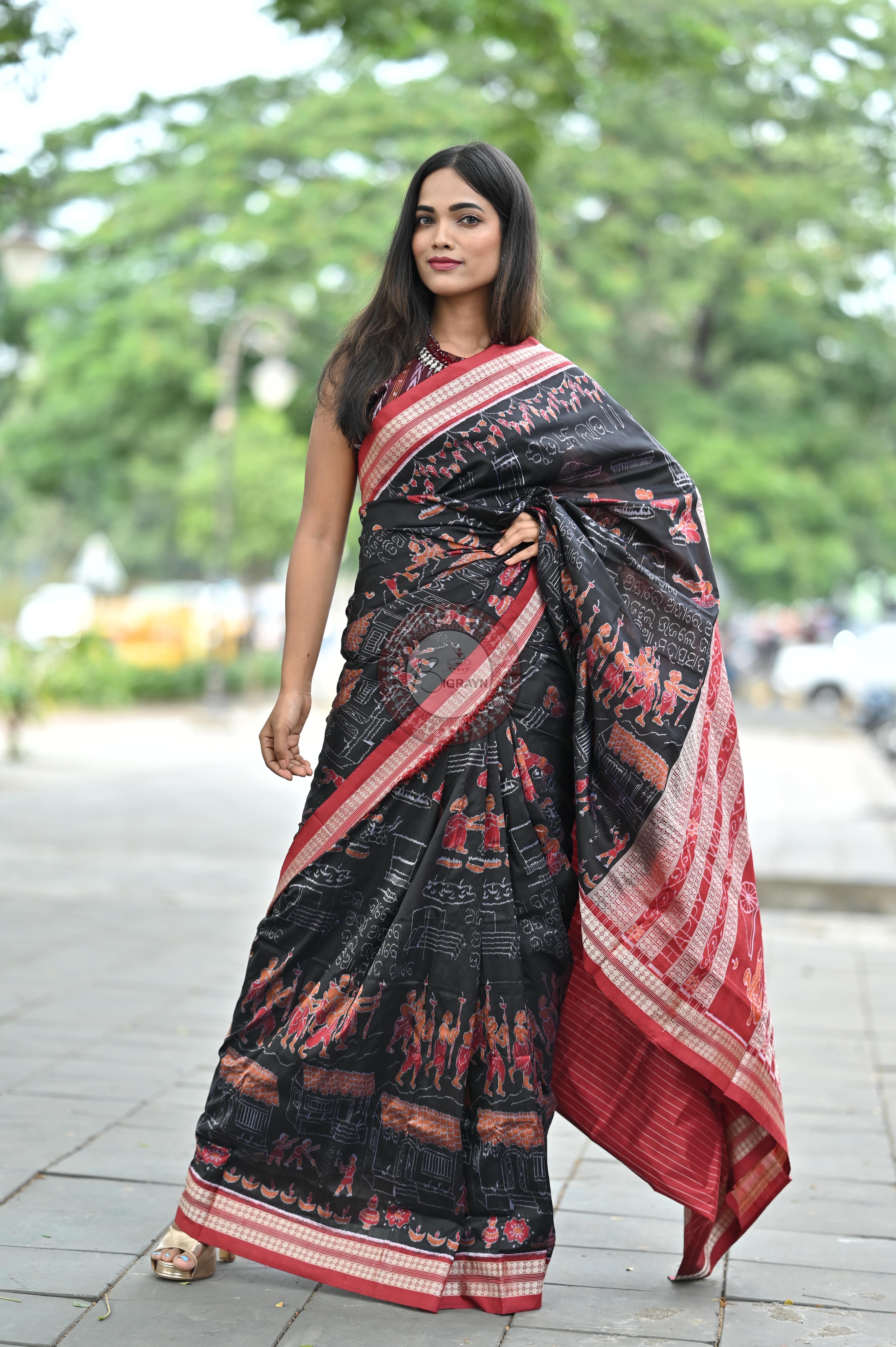 Black Exclusive Diwali Sambalpuri Silk Saree