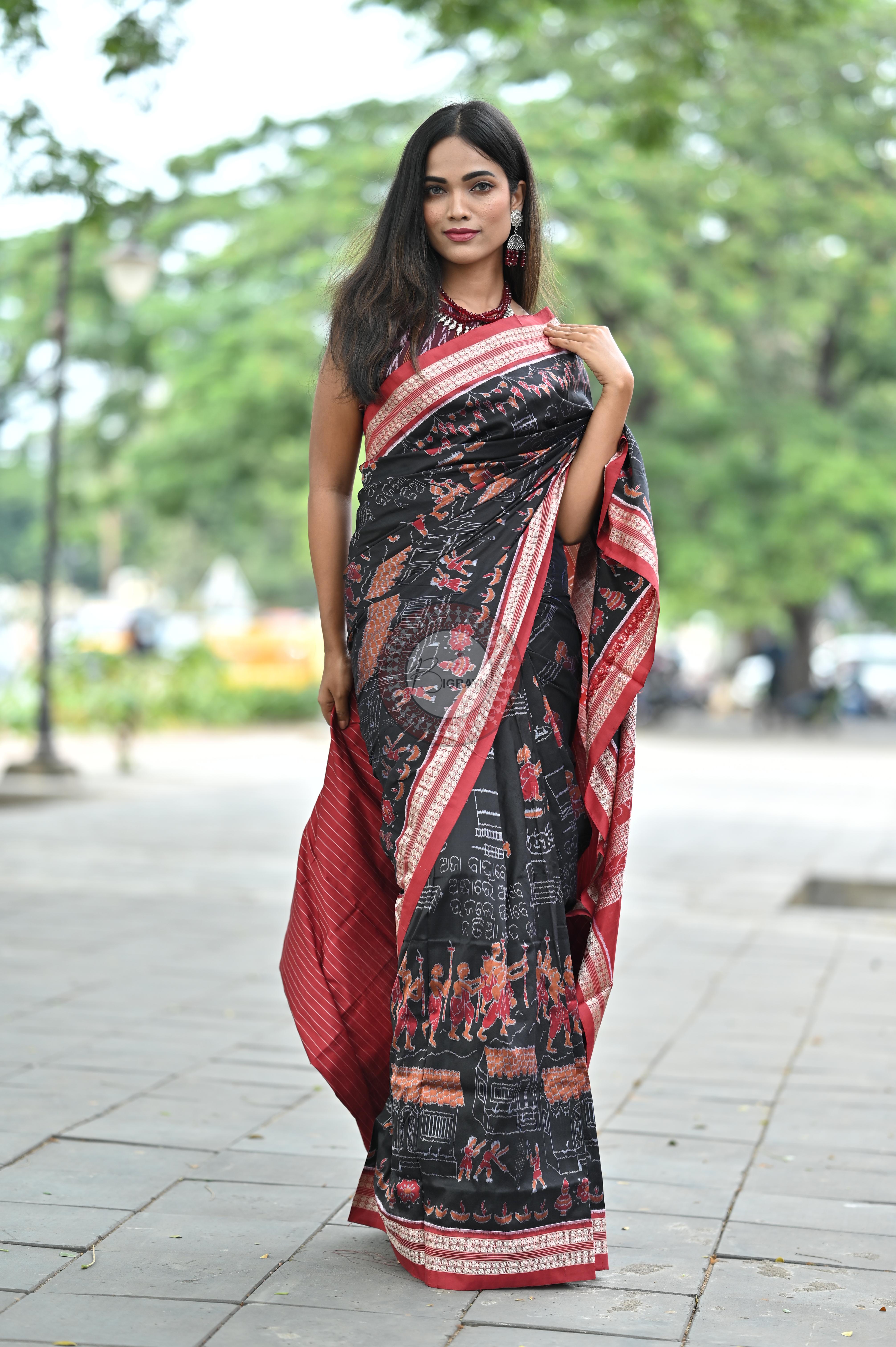 Black Exclusive Diwali Sambalpuri Silk Saree