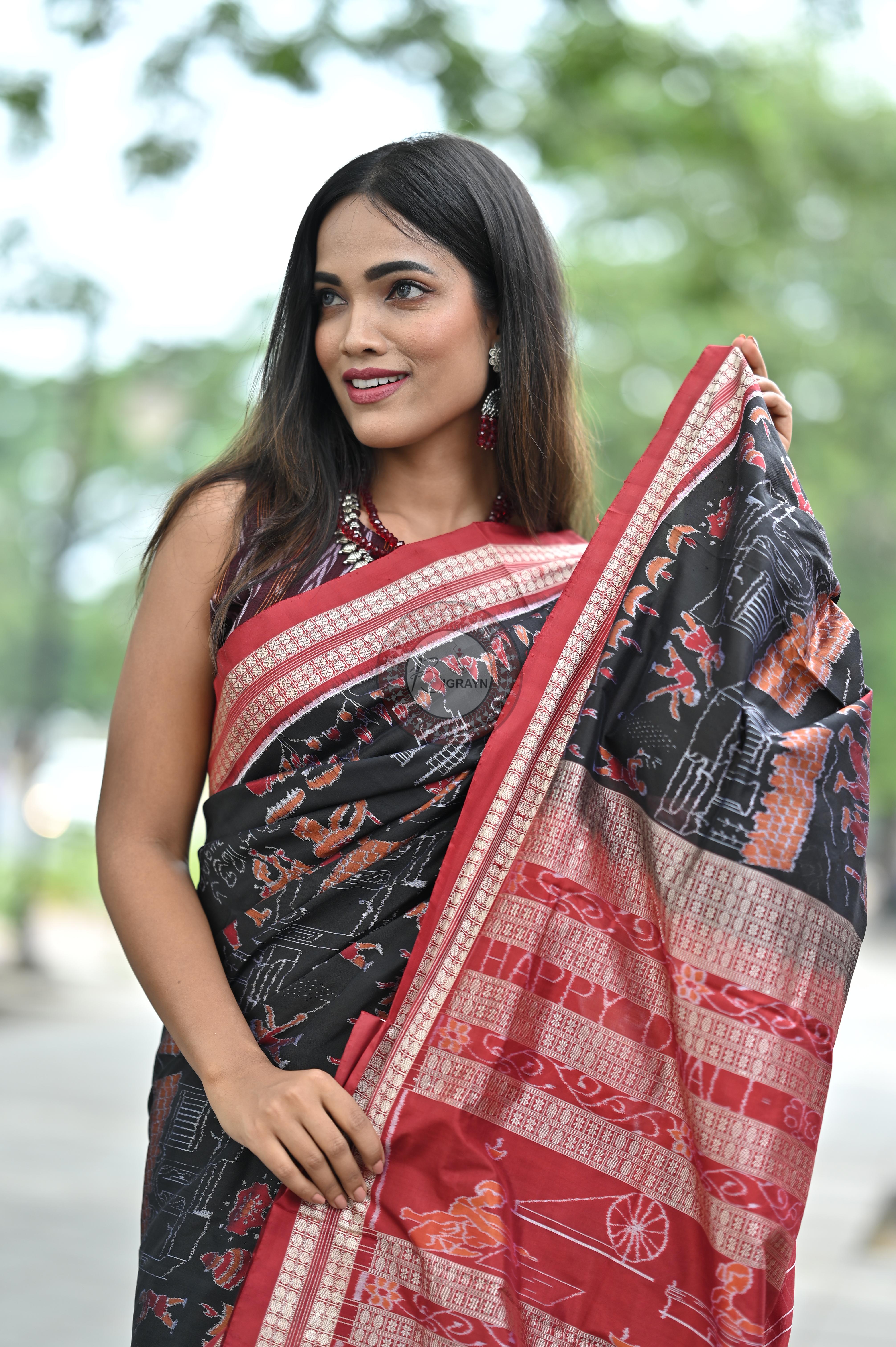 Black Exclusive Diwali Sambalpuri Silk Saree
