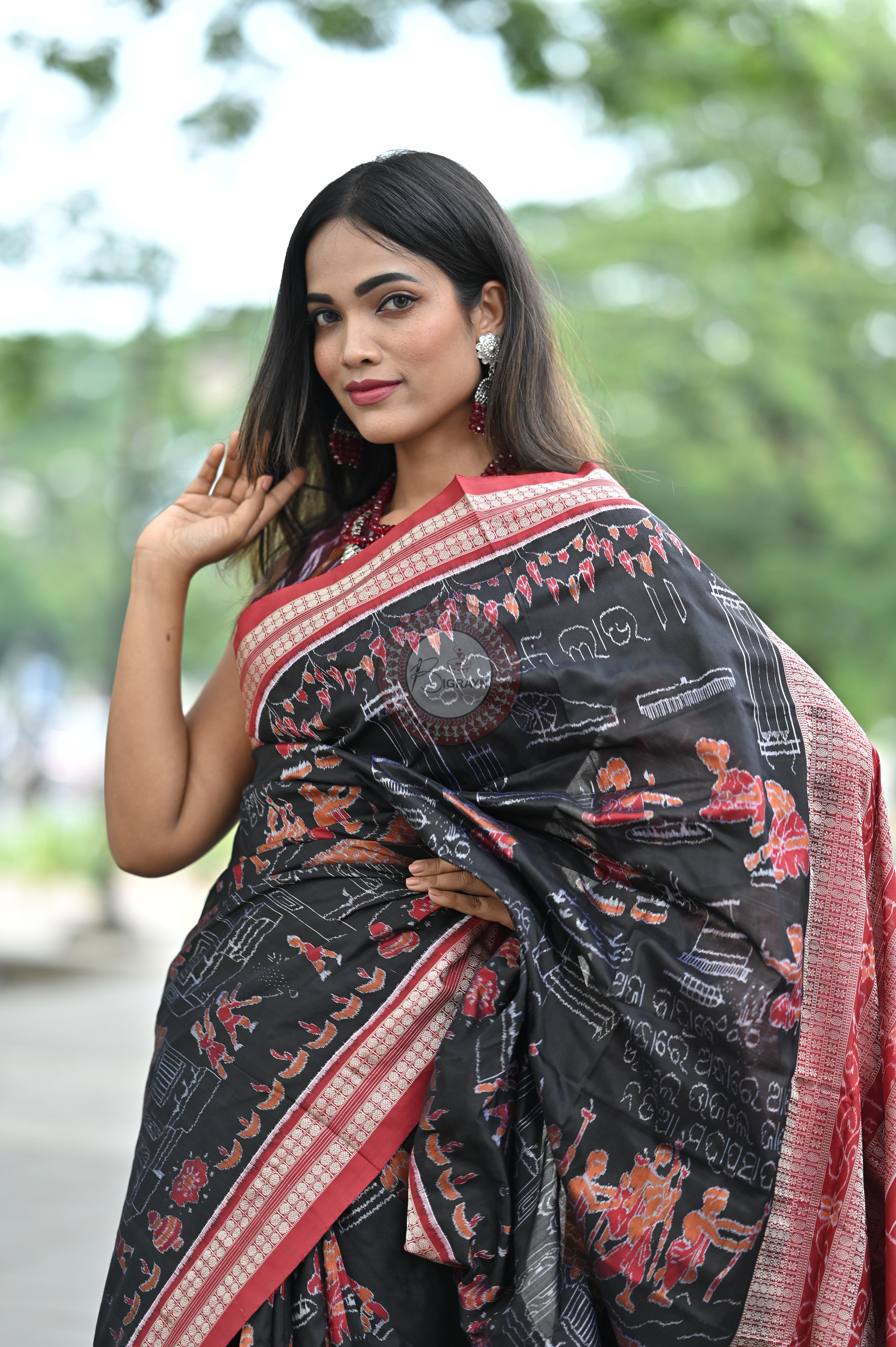 Black Exclusive Diwali Sambalpuri Silk Saree