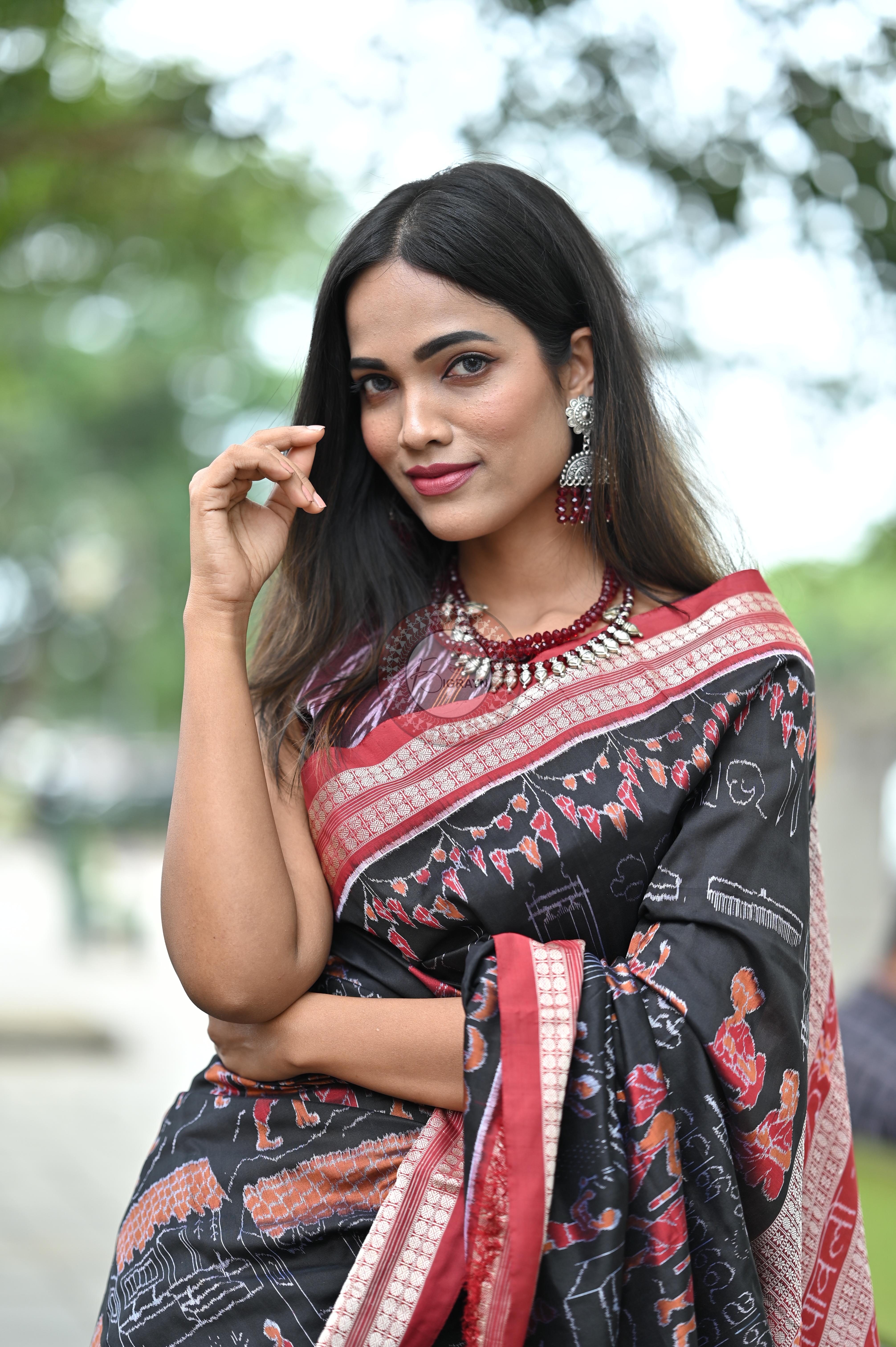 Black Exclusive Diwali Sambalpuri Silk Saree