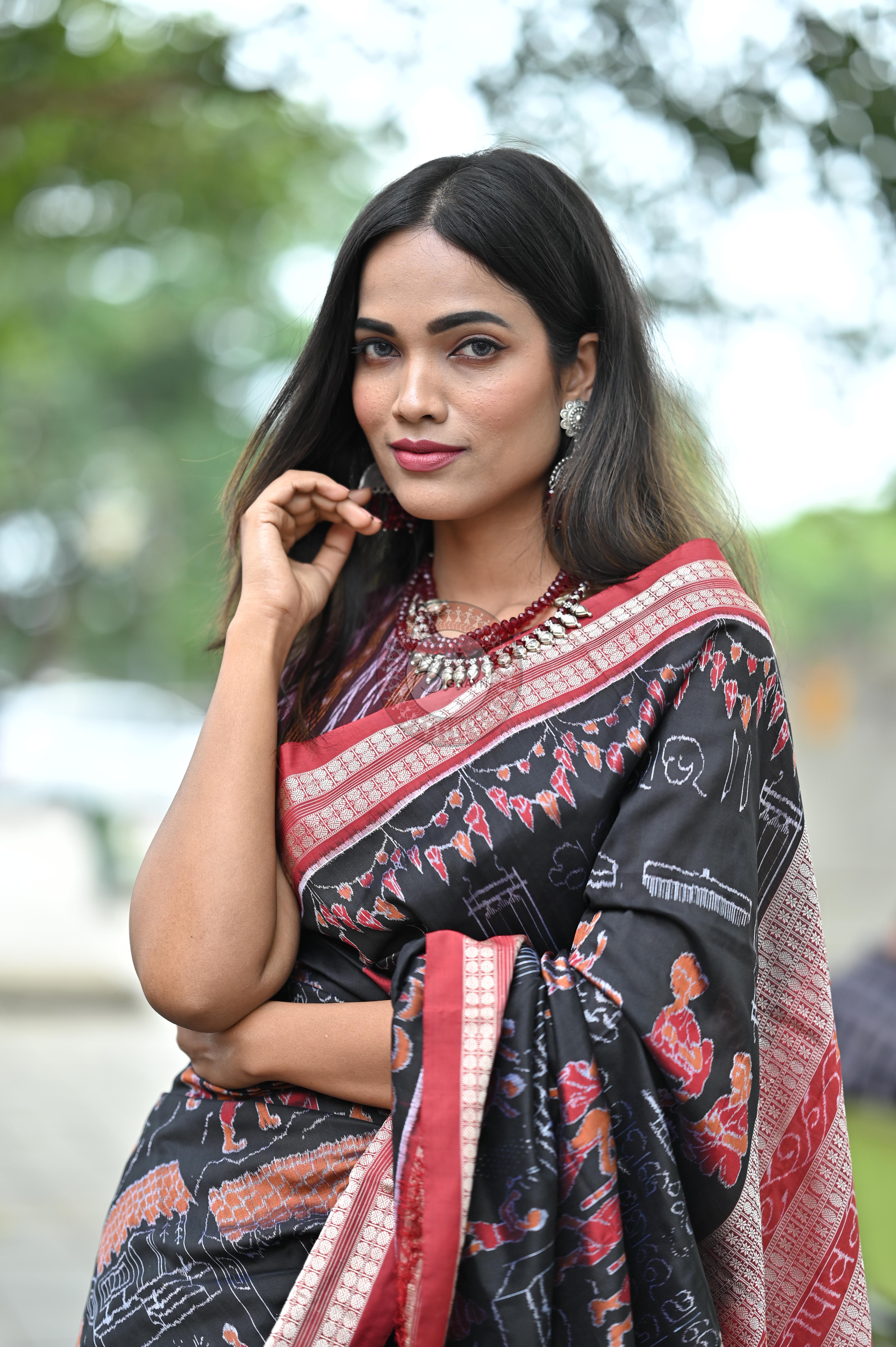 Black Exclusive Diwali Sambalpuri Silk Saree