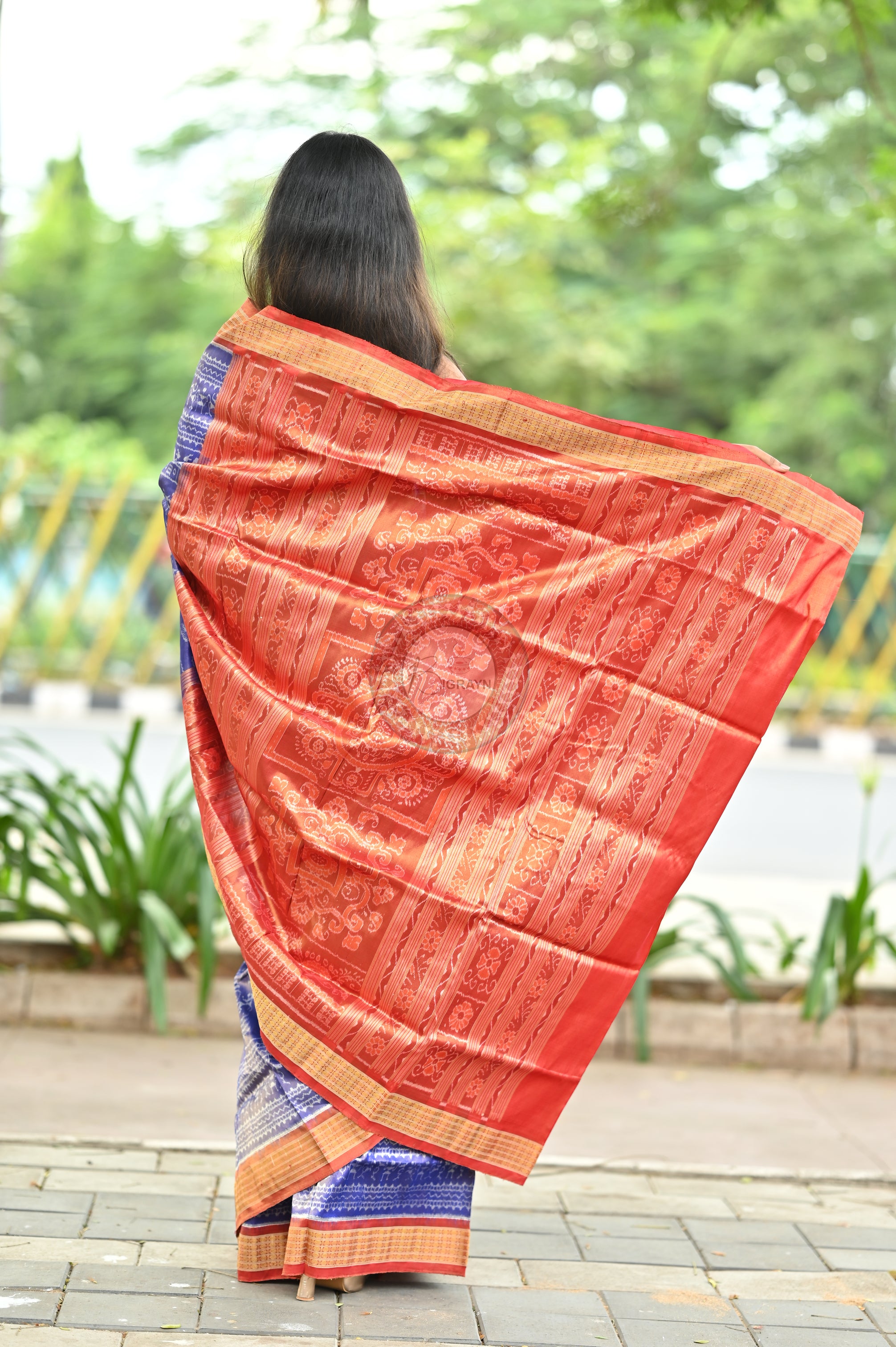 "Odisha Handloom Tissue Silk Saree with shimmering texture, elegant zari border, and lightweight drape, handcrafted by artisans"