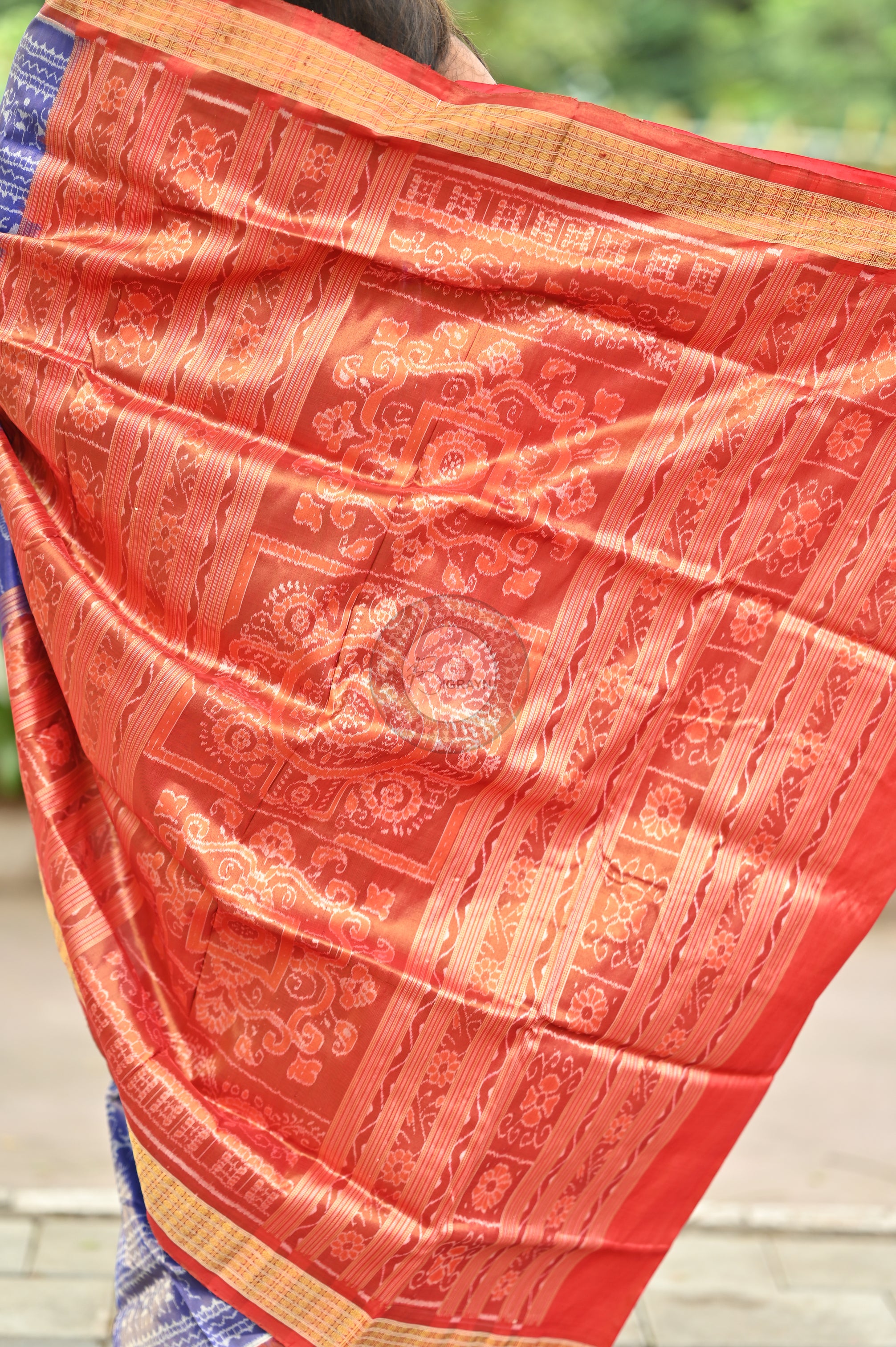 "Odisha Handloom Tissue Silk Saree with shimmering texture, elegant zari border, and lightweight drape, handcrafted by artisans"