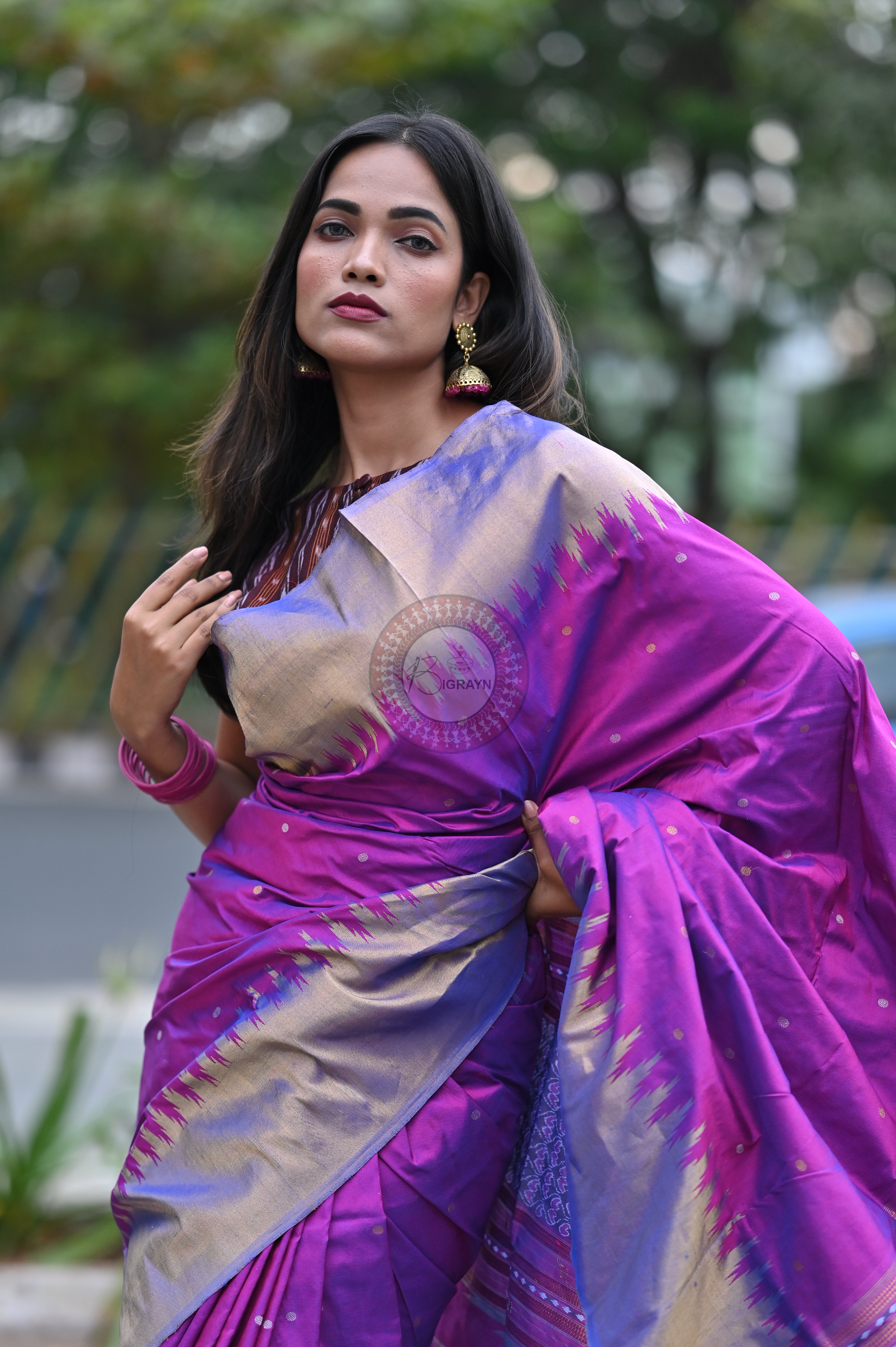 "Odisha Handloom Tissue Silk Saree with shimmering texture, elegant zari border, and lightweight drape, handcrafted by artisans"