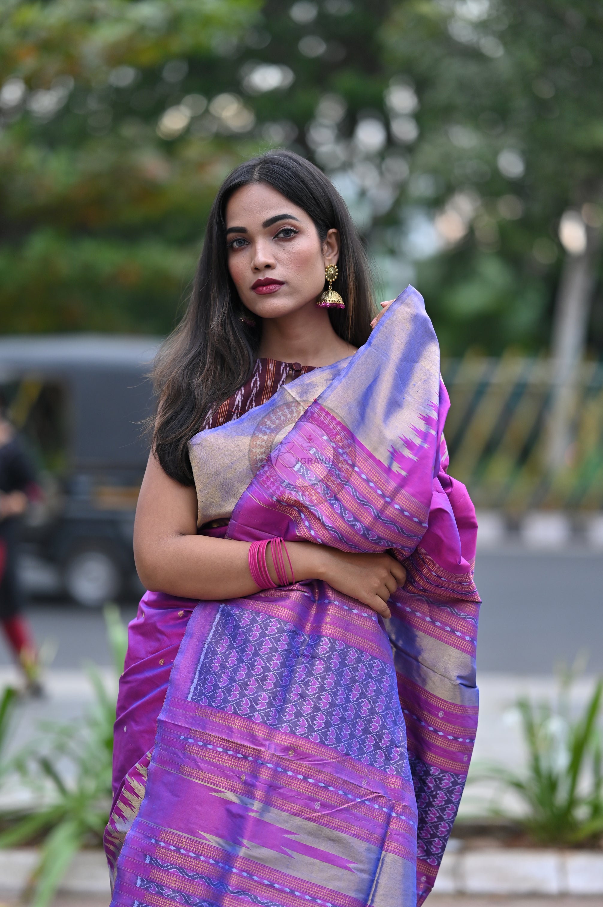 "Odisha Handloom Tissue Silk Saree with shimmering texture, elegant zari border, and lightweight drape, handcrafted by artisans"