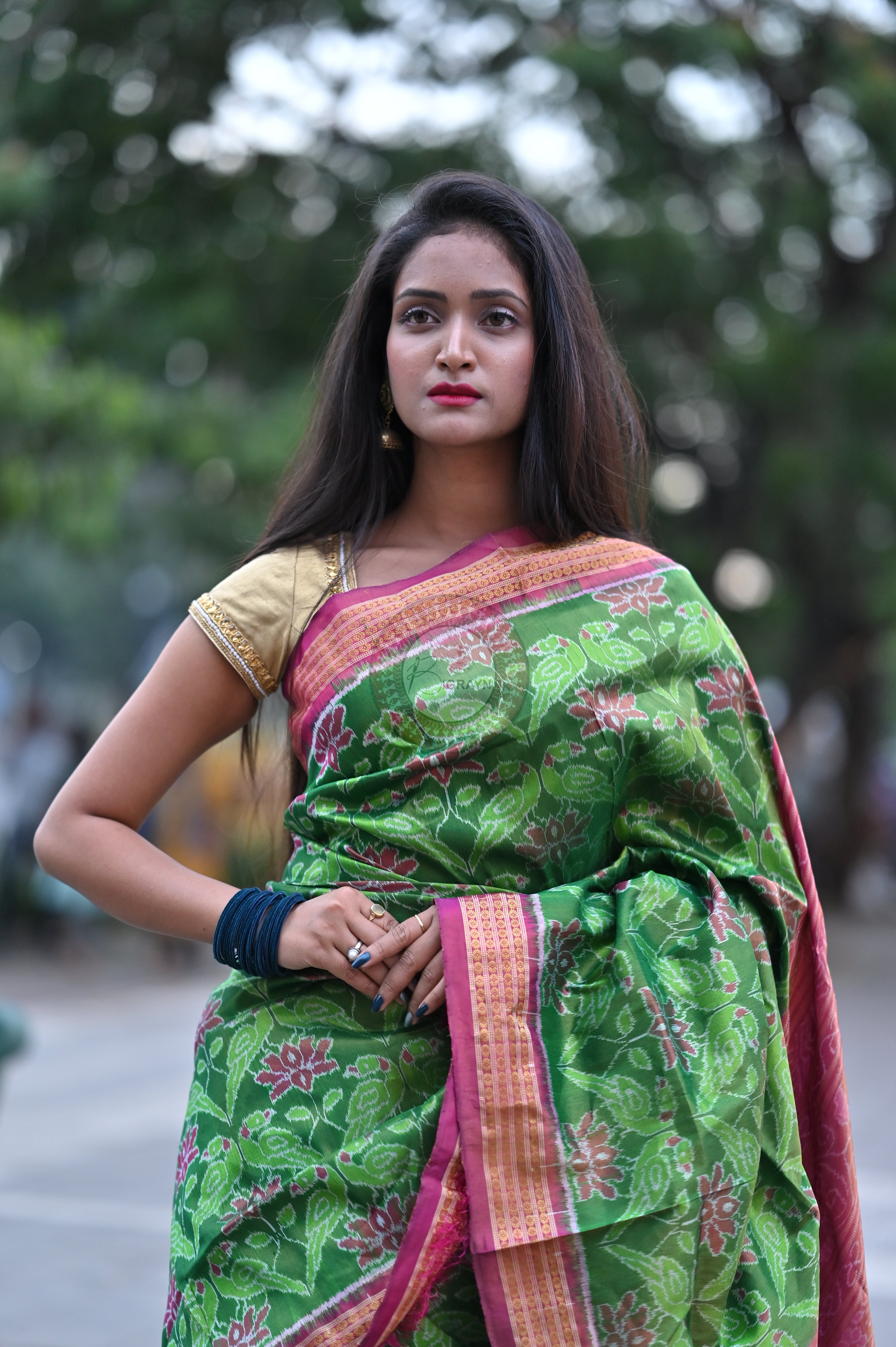 "Odisha Handloom Tissue Silk Saree with shimmering texture, elegant zari border, and lightweight drape, handcrafted by artisans"