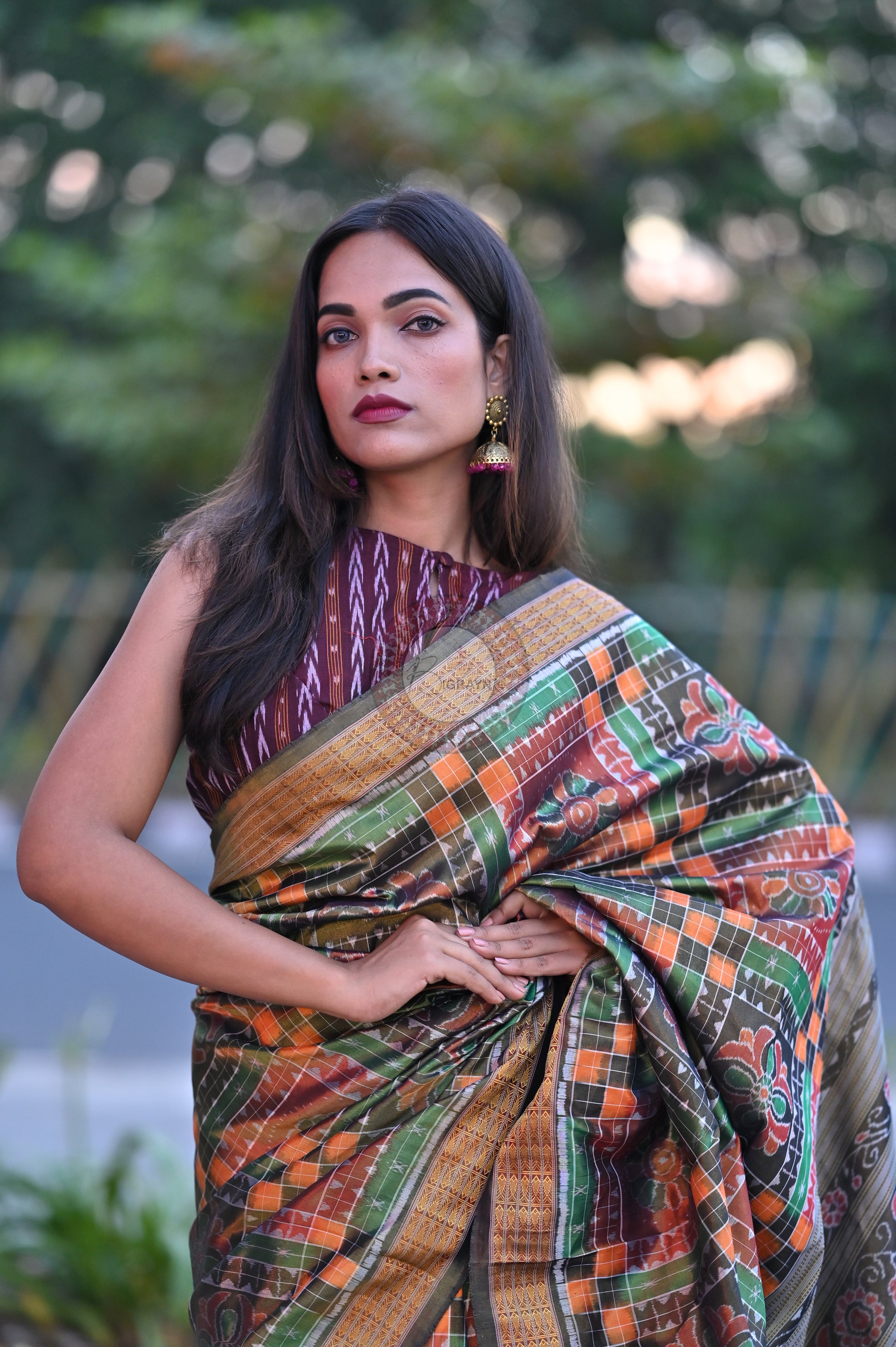 "Odisha Handloom Tissue Silk Saree with shimmering texture, elegant zari border, and lightweight drape, handcrafted by artisans"