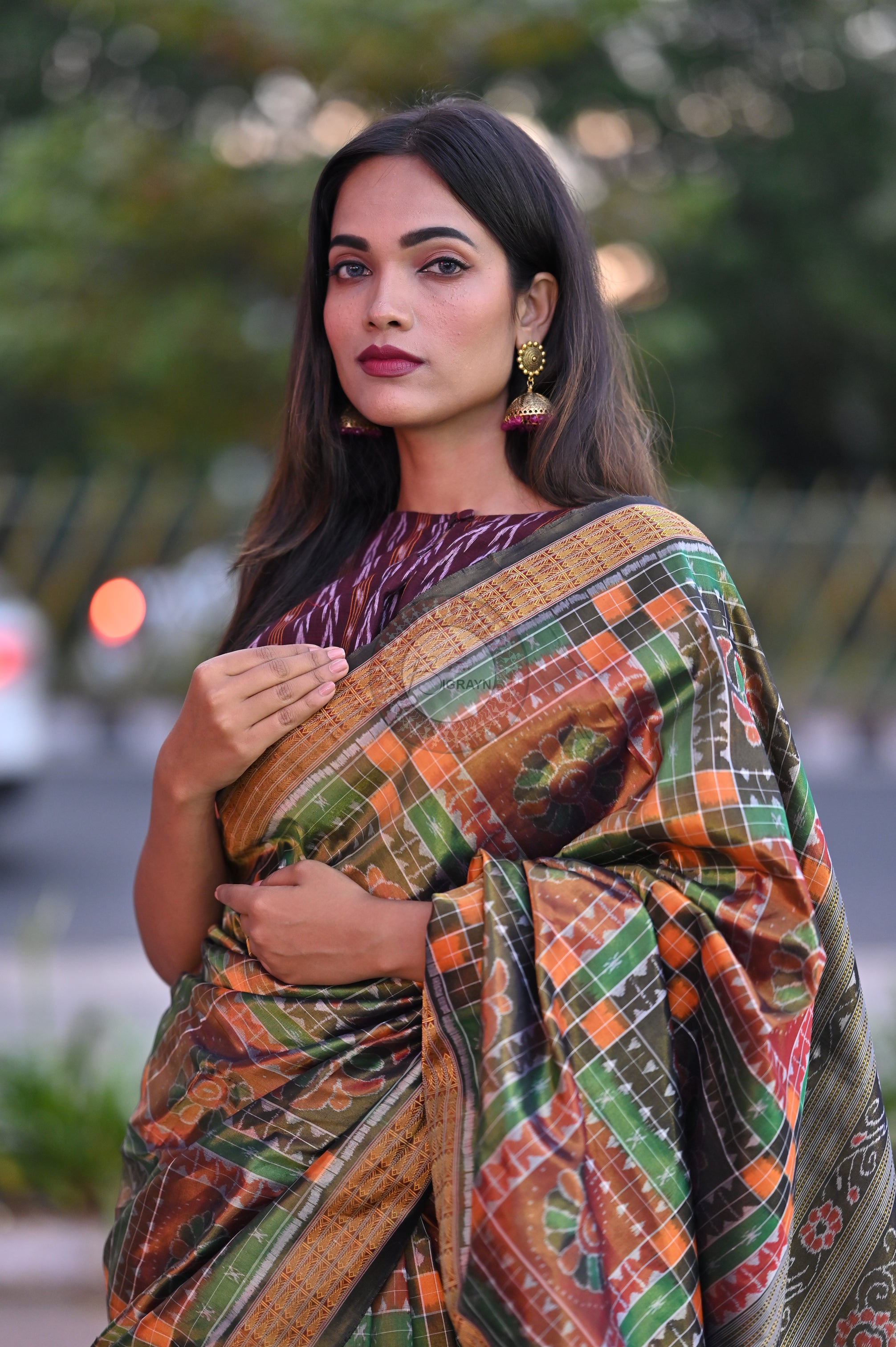"Odisha Handloom Tissue Silk Saree with shimmering texture, elegant zari border, and lightweight drape, handcrafted by artisans"