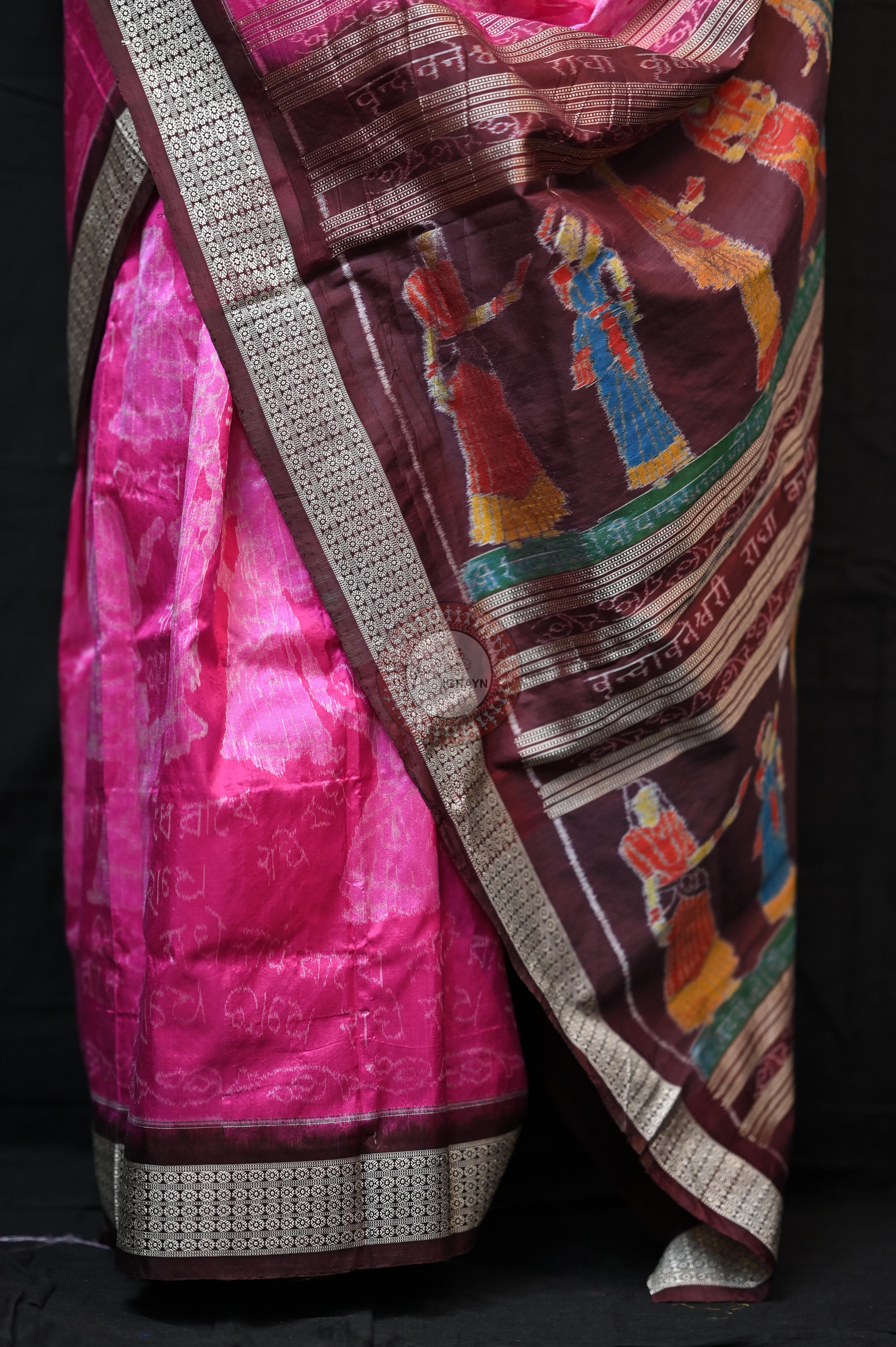 Magenta Shri Radha Exclusive Sambalpuri Silk Saree