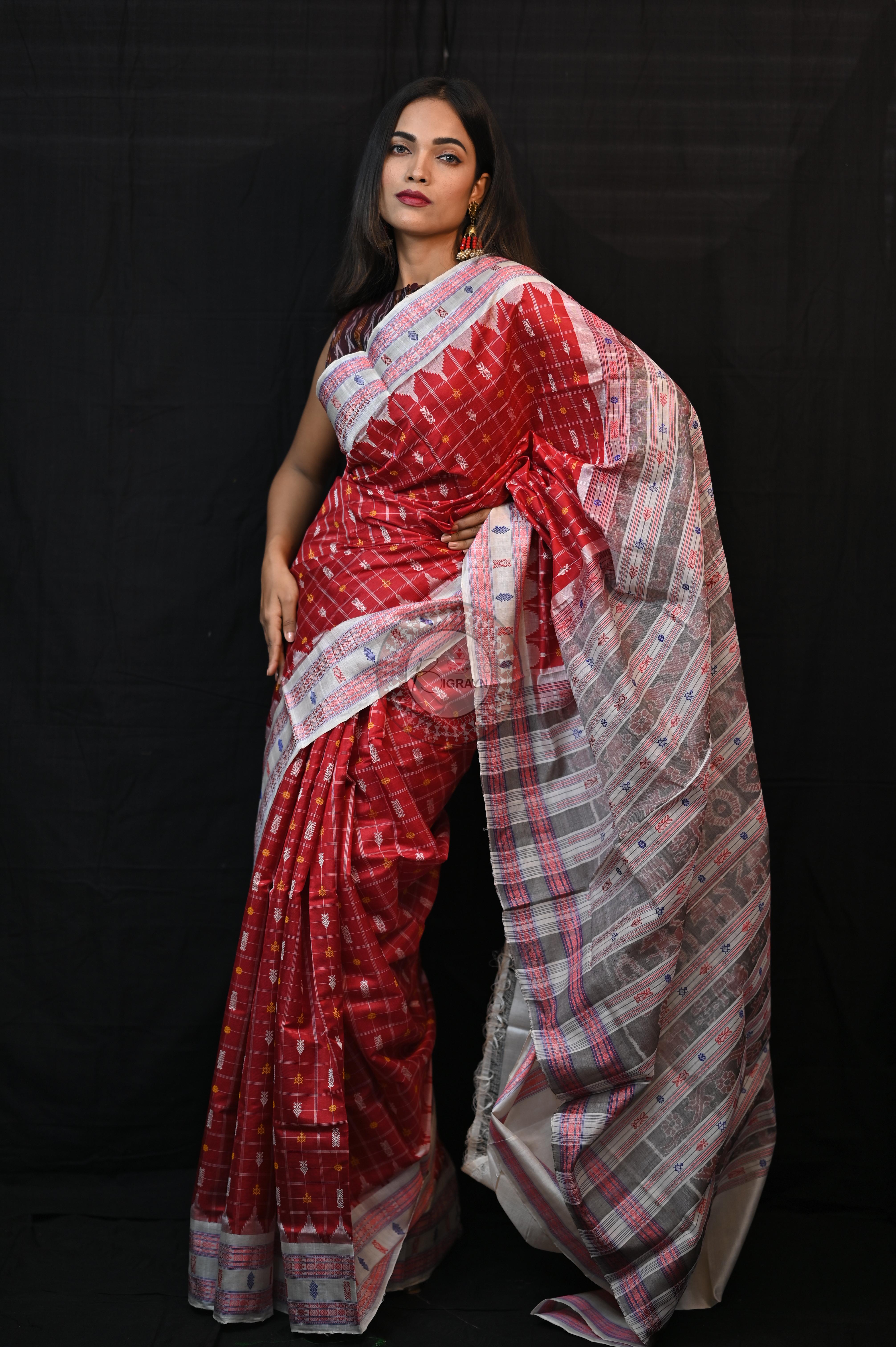 "Odisha Handloom Hazarbuti Bomkai Silk Saree with thousand buti motifs, intricate pallu design, and rich traditional craftsmanship"