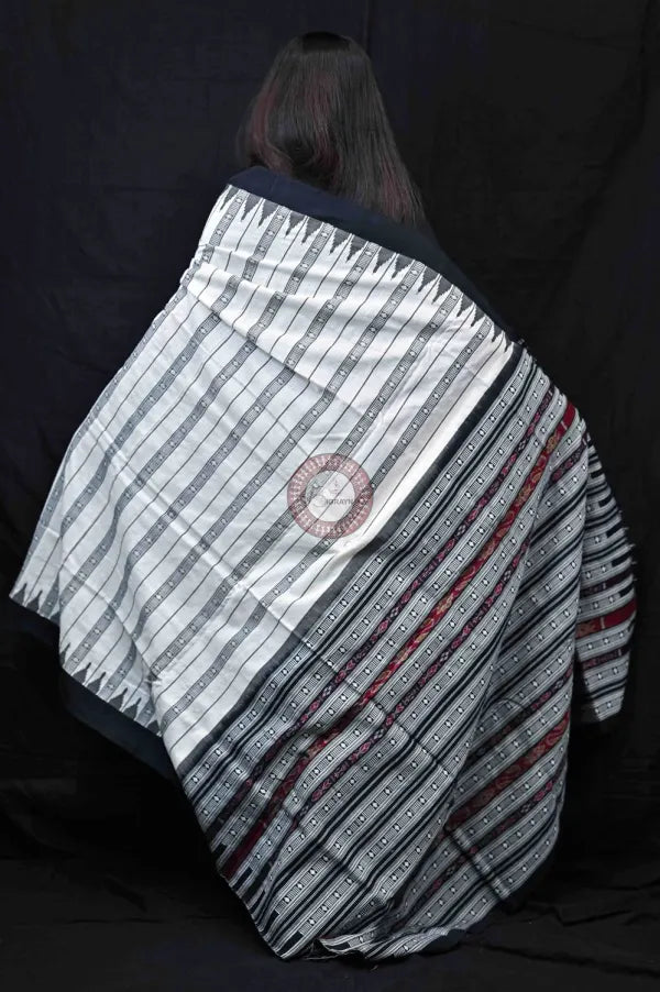 White Black Stripes Kotpad cotton Sarees