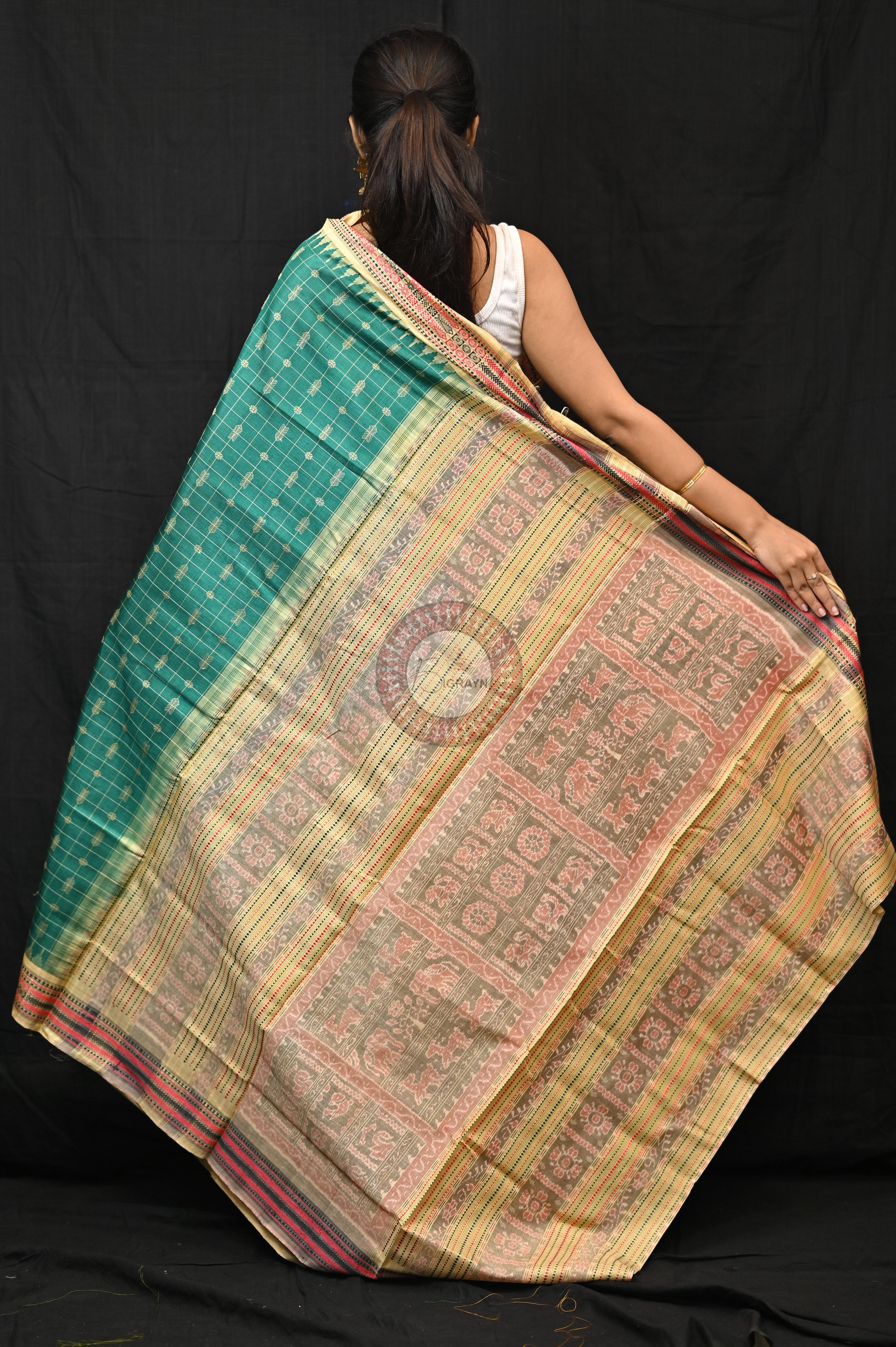"Odisha Handloom Hazarbuti Bomkai Silk Saree with thousand buti motifs, intricate pallu design, and rich traditional craftsmanship"