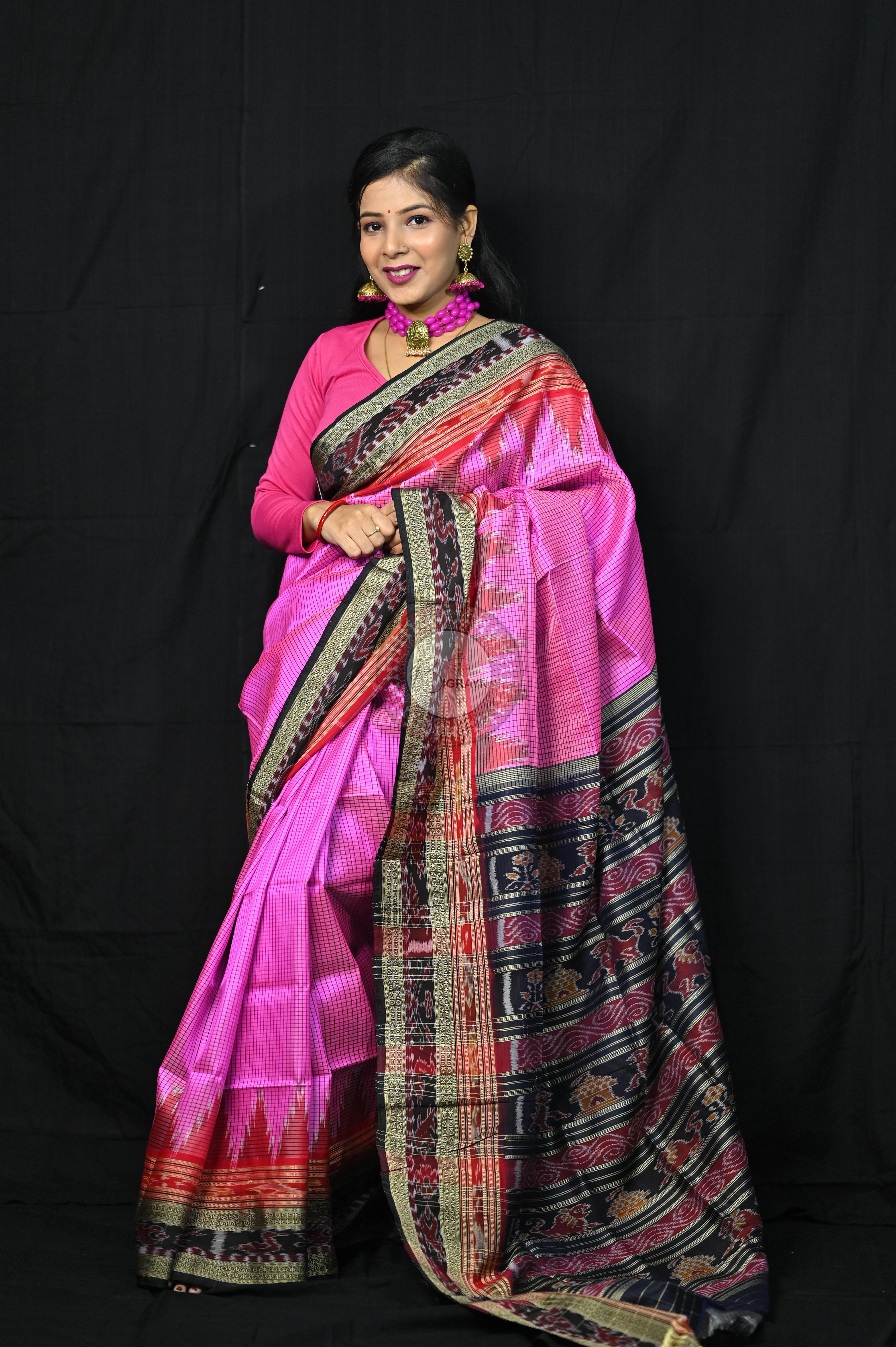 Pink Sachipar Khandua Silk Saree