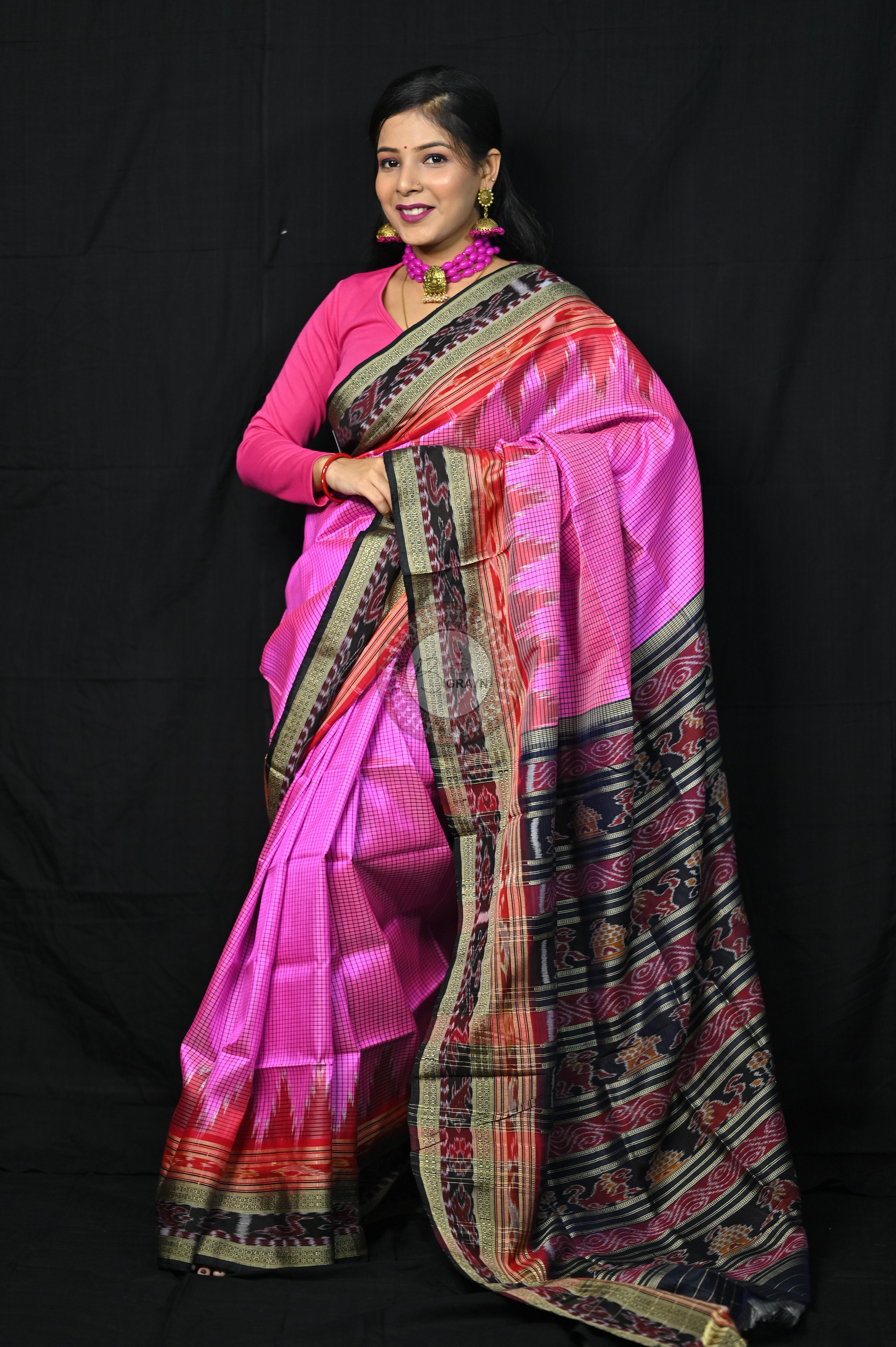 Pink Sachipar Khandua Silk Saree