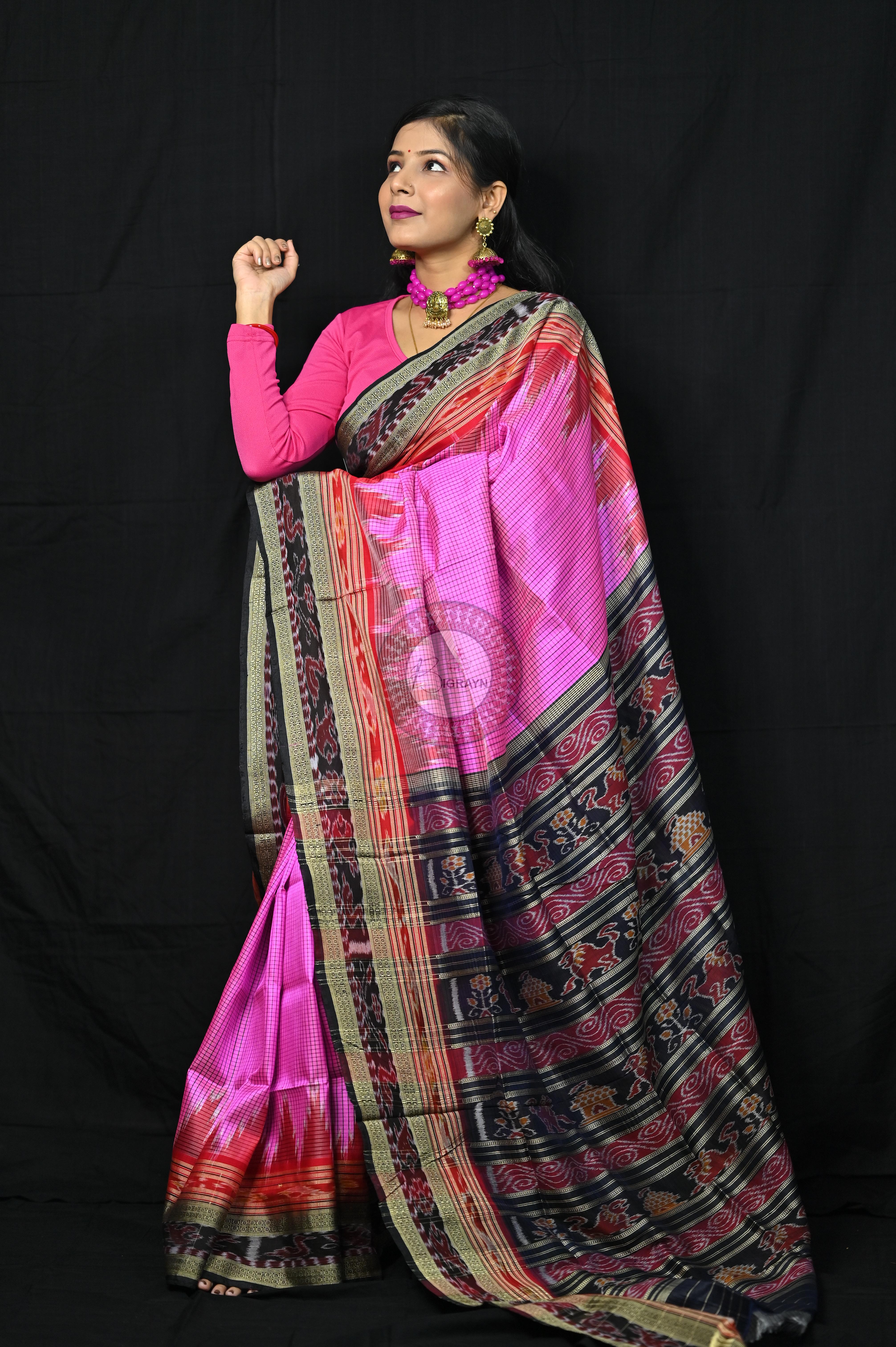 Pink Sachipar Khandua Silk Saree