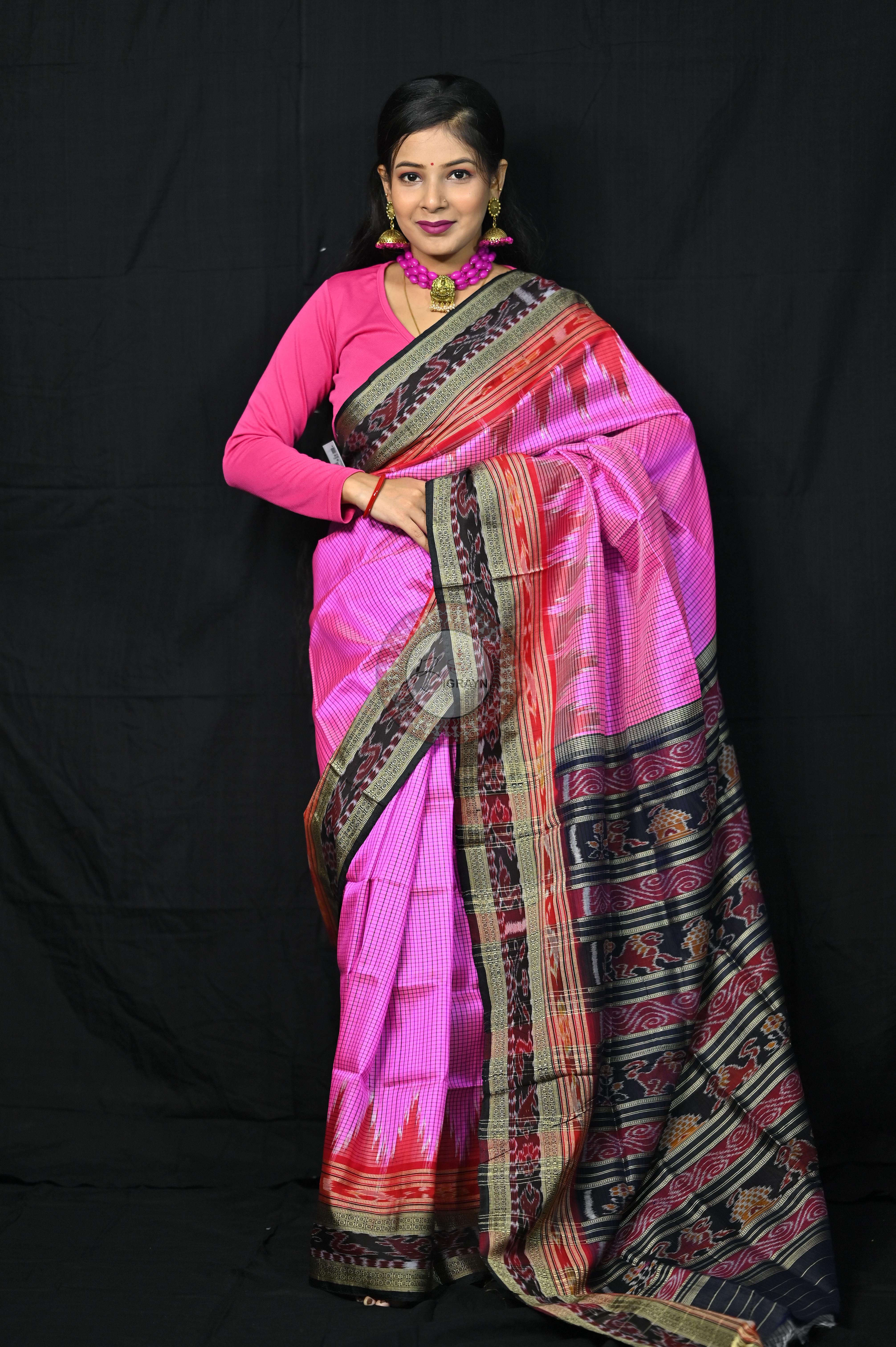 Pink Sachipar Khandua Silk Saree