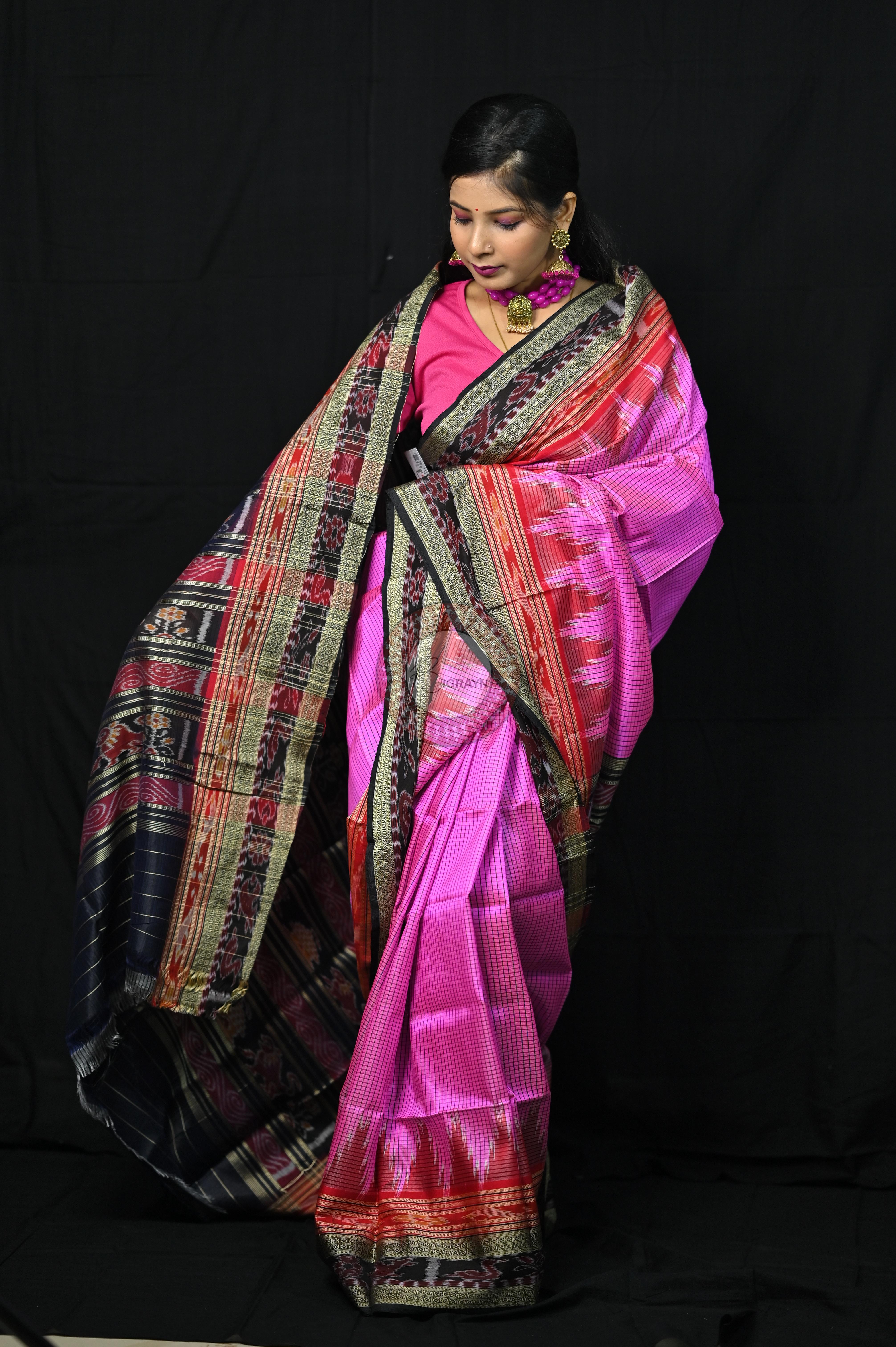 Pink Sachipar Khandua Silk Saree