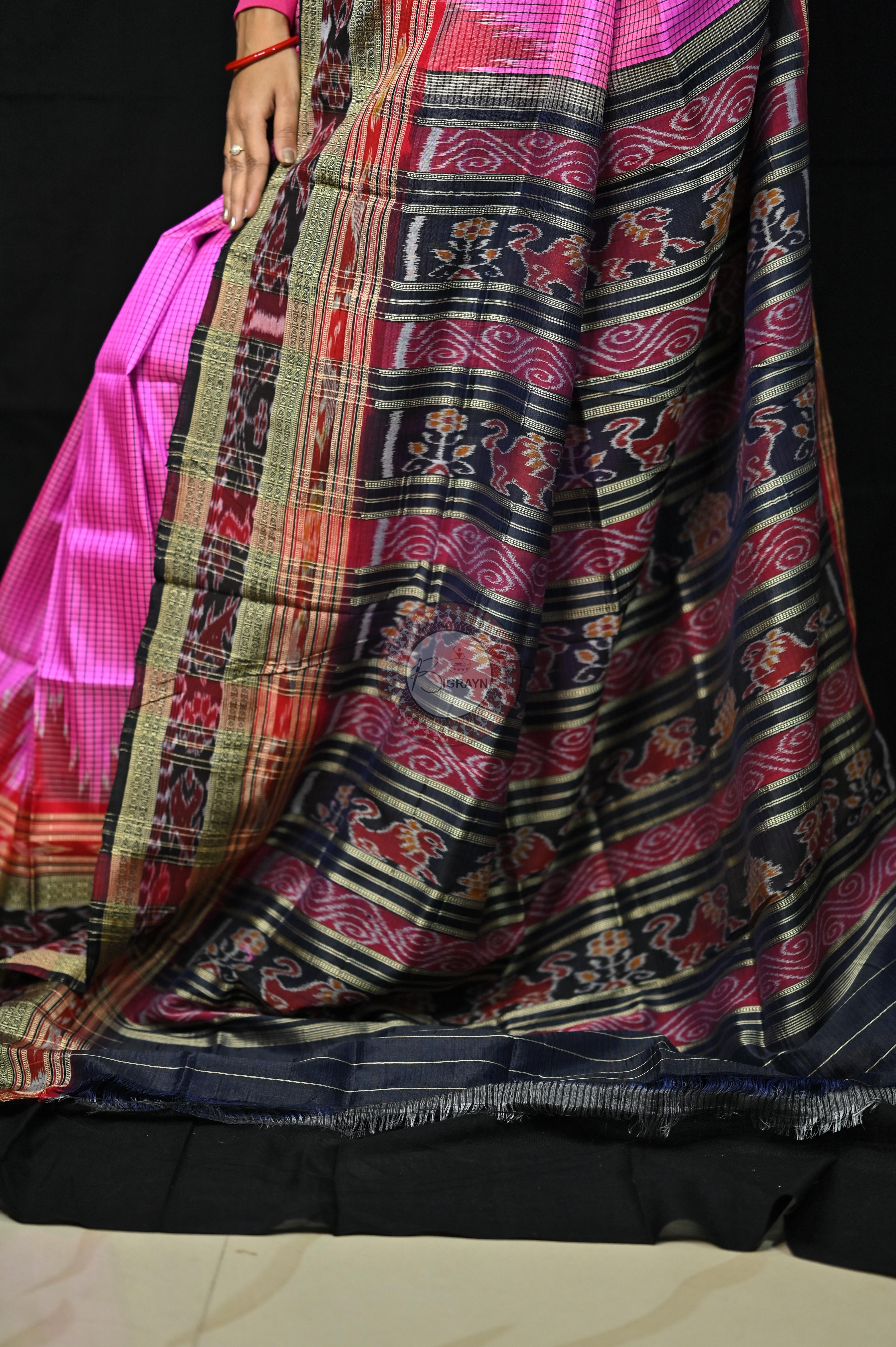 Pink Sachipar Khandua Silk Saree