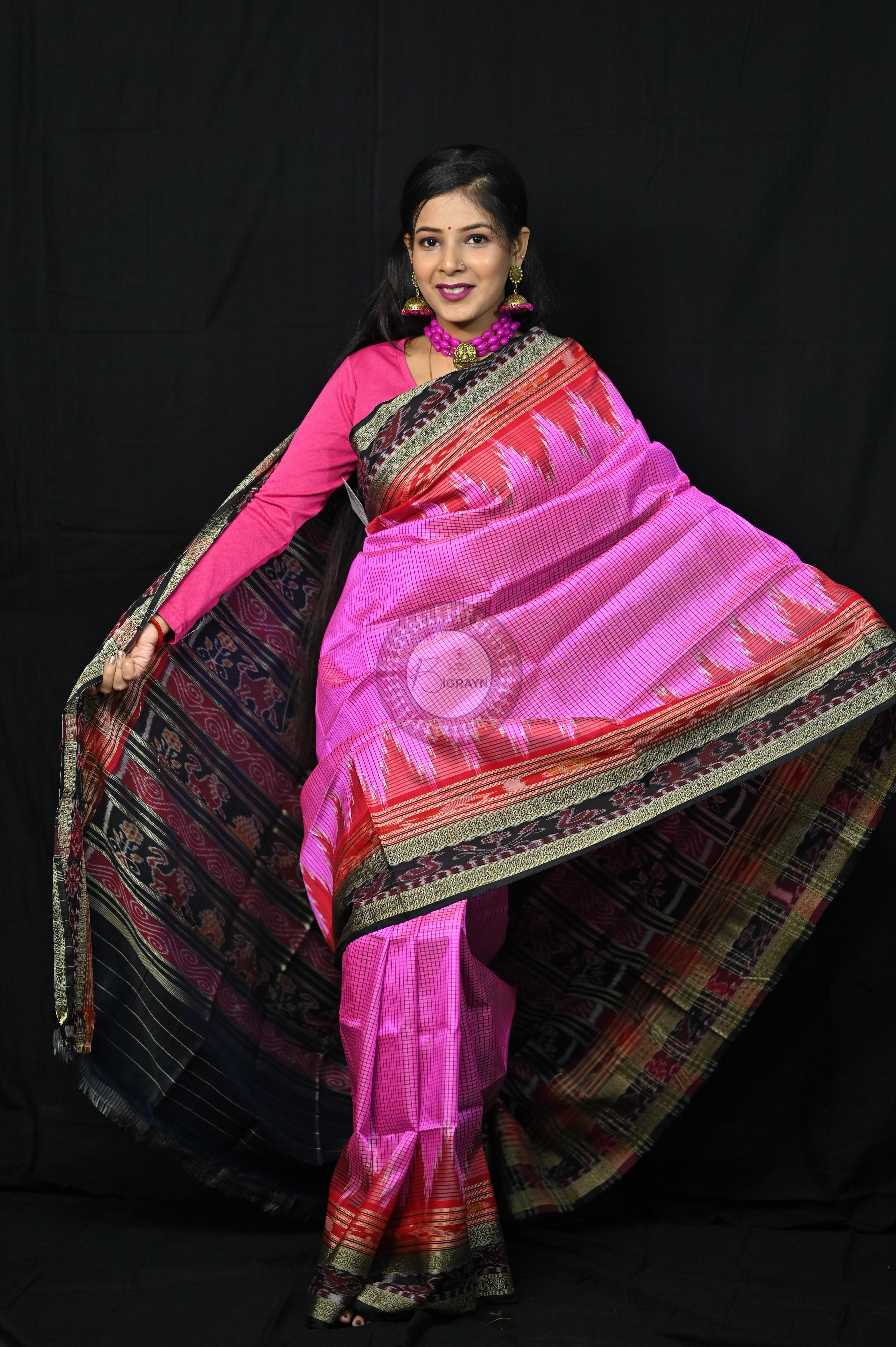 Pink Sachipar Khandua Silk Saree