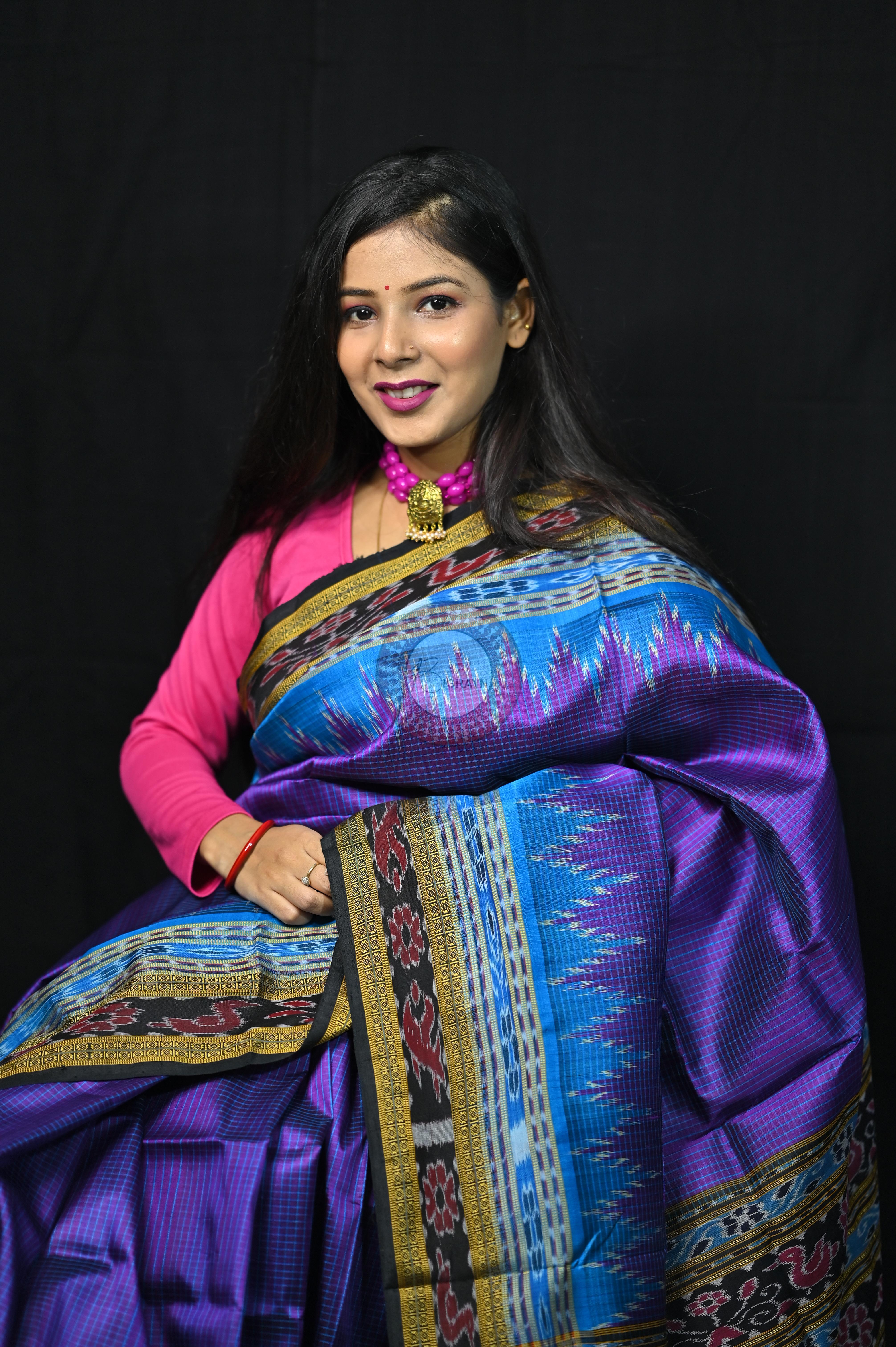Purple Khandua Sachipar Silk Saree