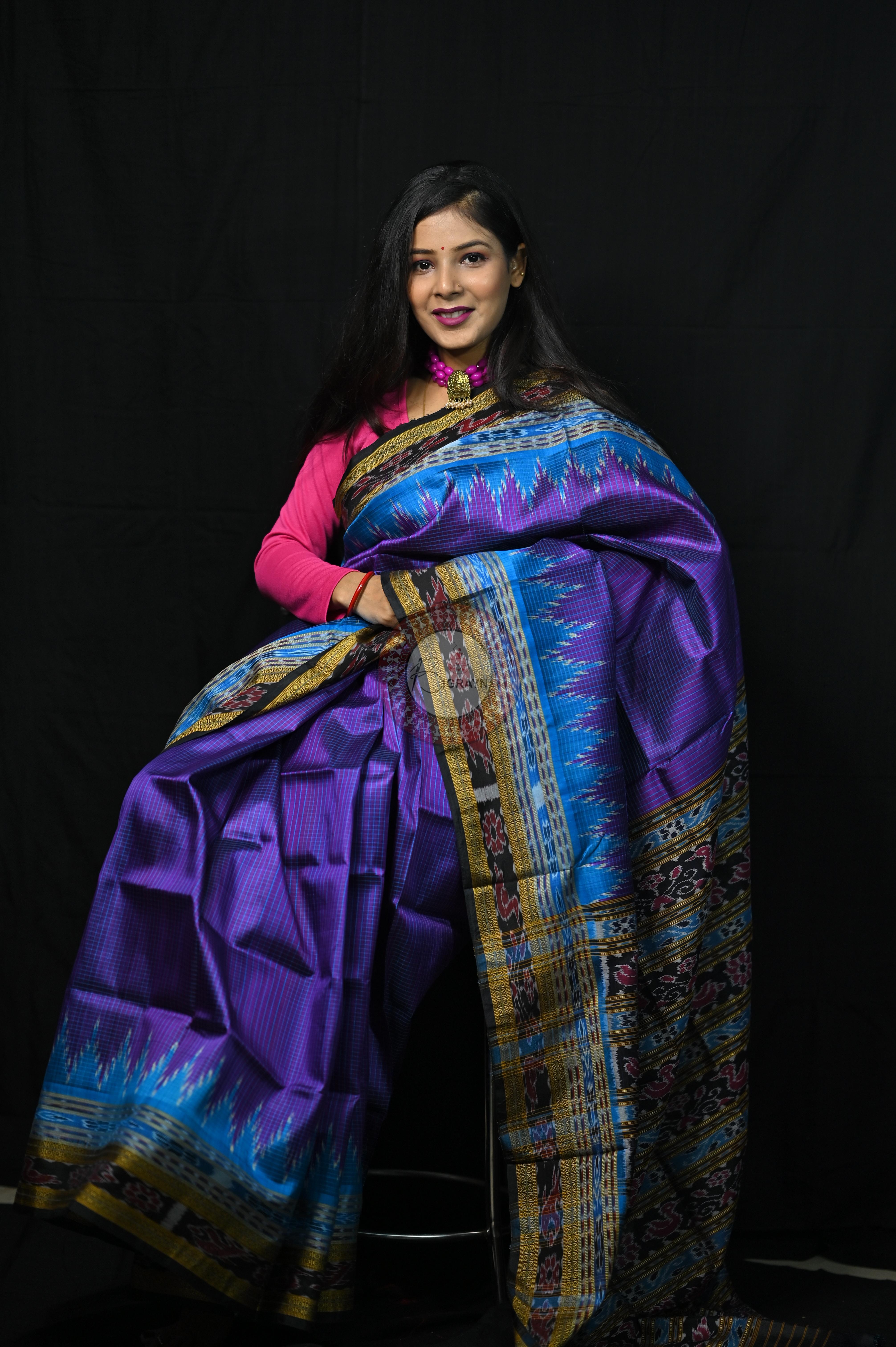 Purple Khandua Sachipar Silk Saree